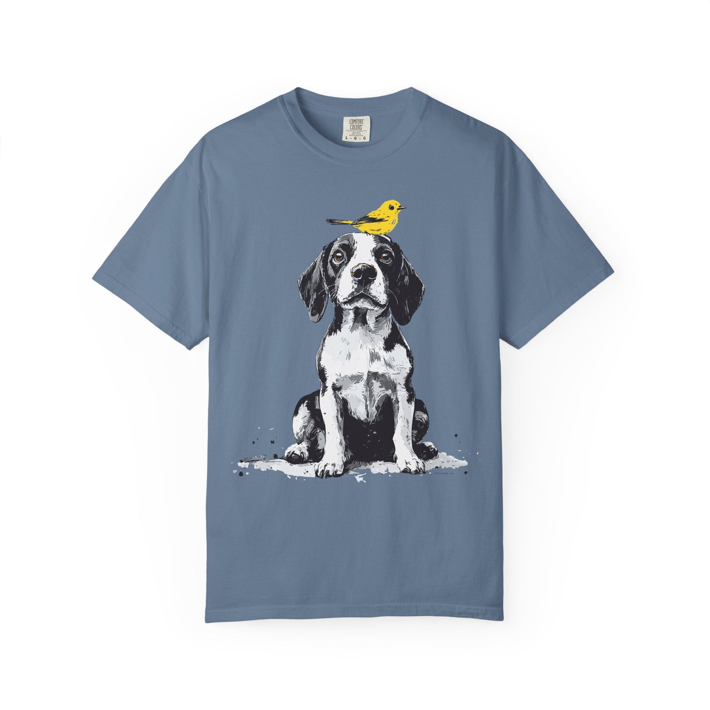 Beagle and Yellow Bird Unisex T-shirt - Extra Soft Fabric