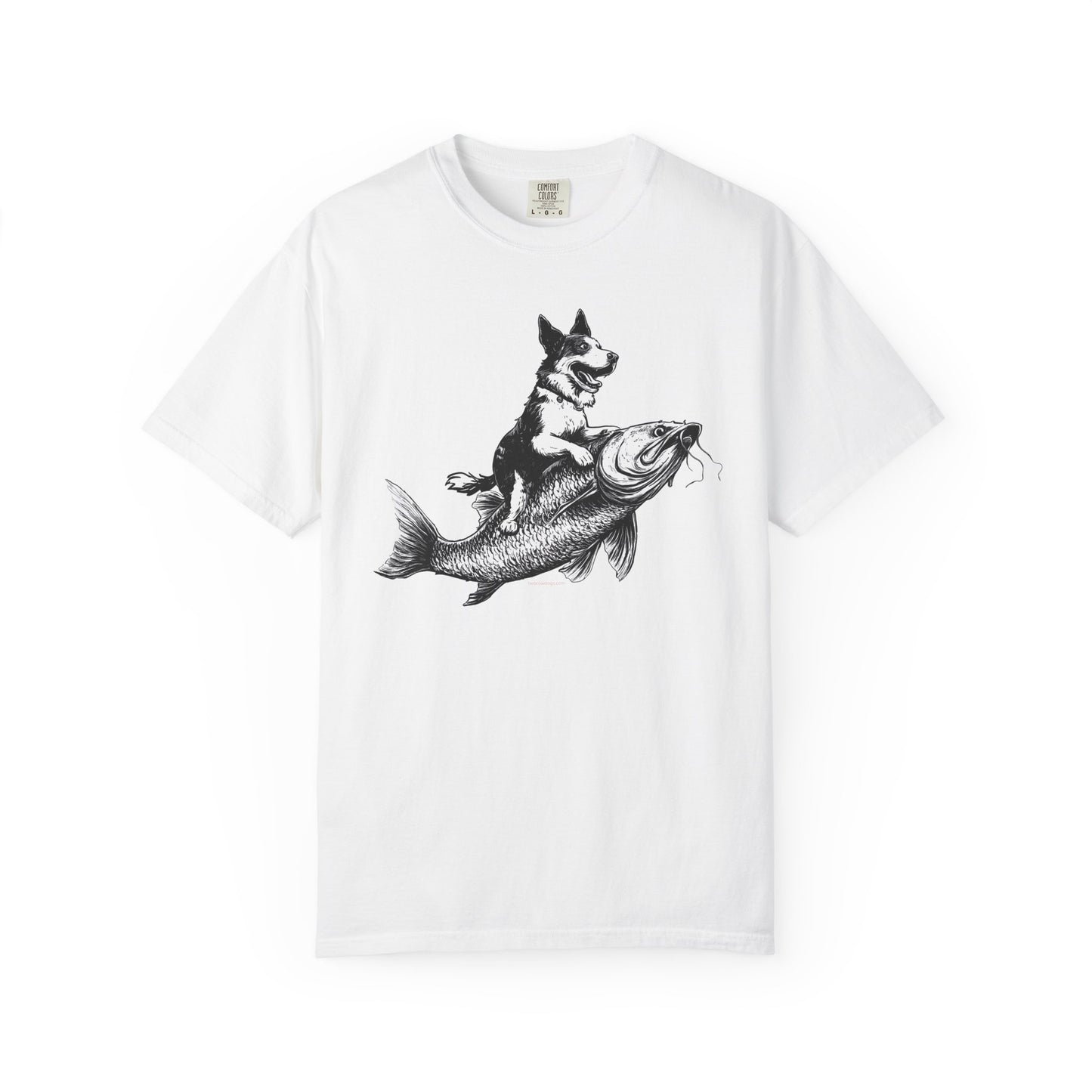Dog Riding Fish T-shirt - Fun Animal Graphic Tee