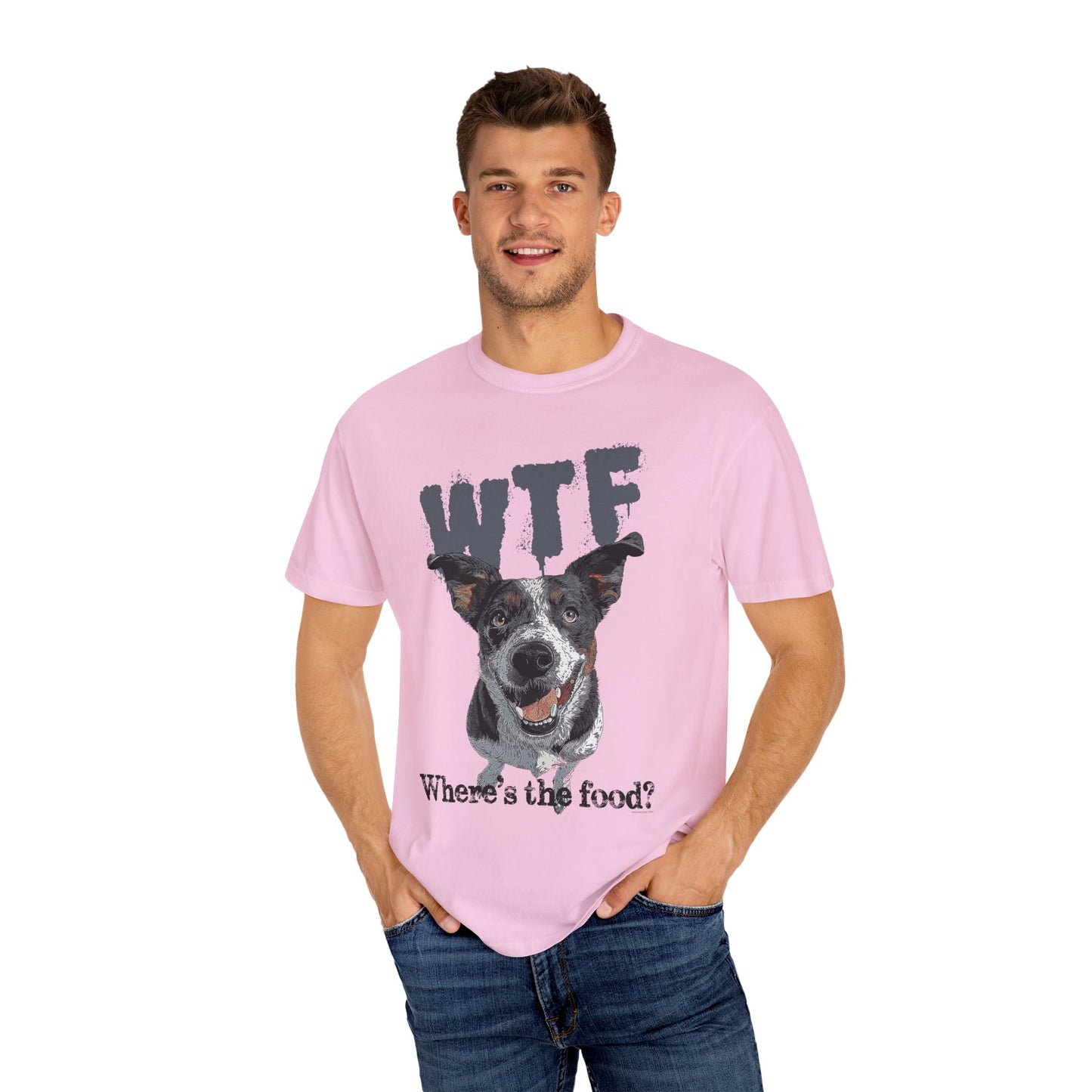 Cowdog Lover Tee with 'WTF, Where's The Food?' Funny Line