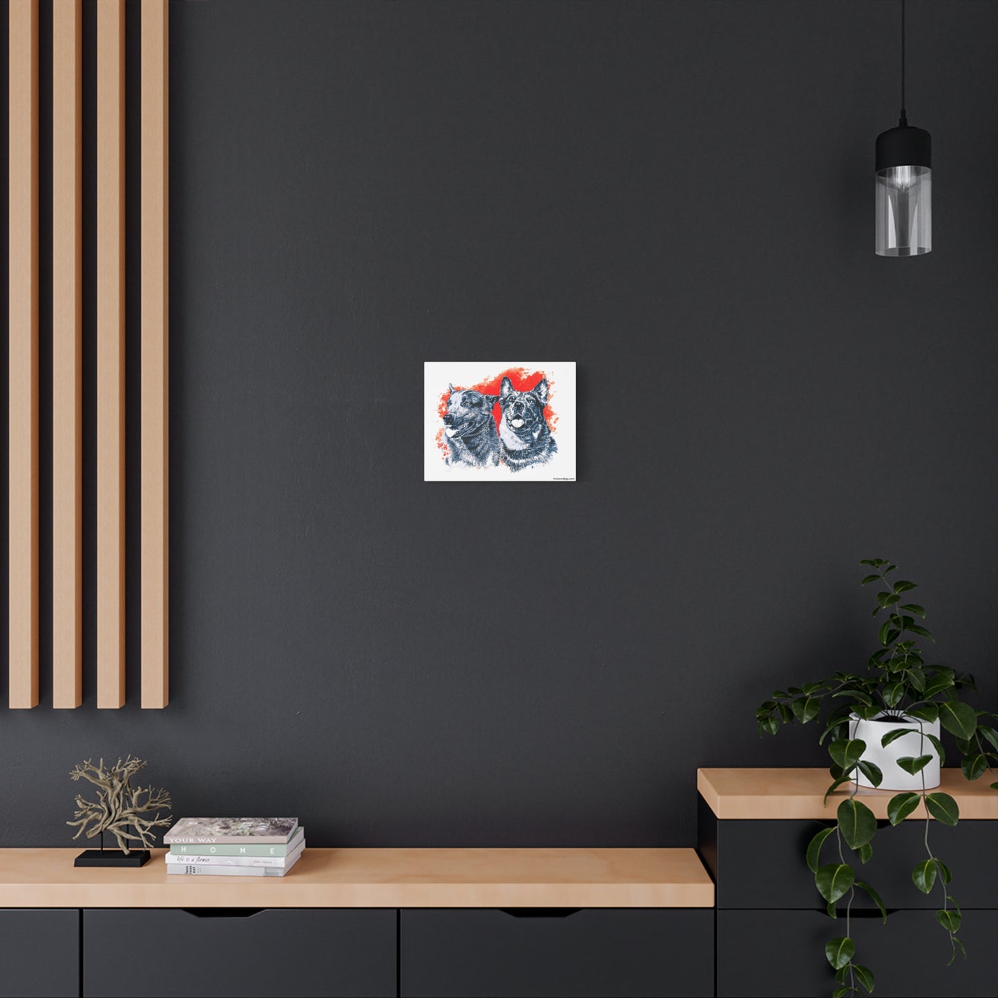 Two Cow Dogs Stretched Canvas