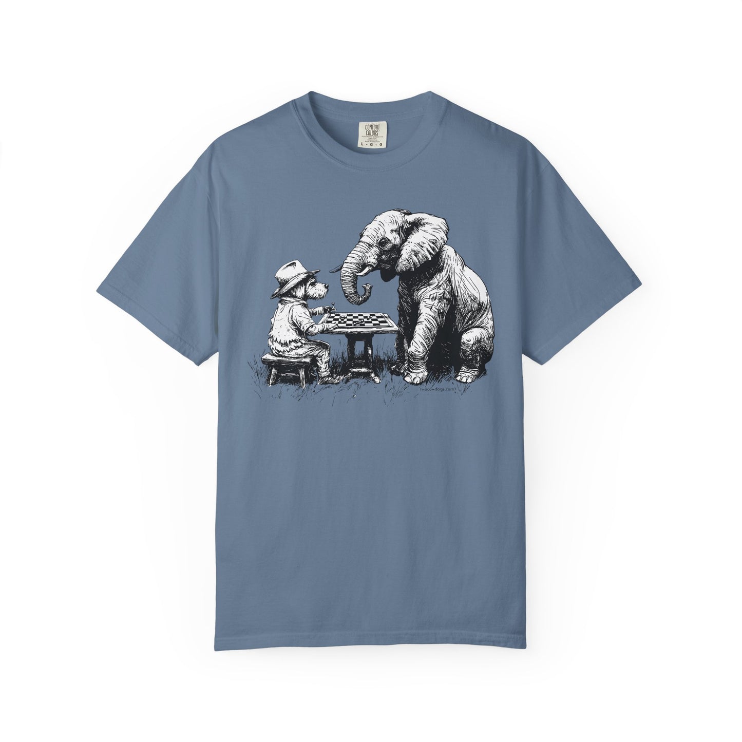 Chess Playing Dog and Elephant Unisex Garment-Dyed T-shirt