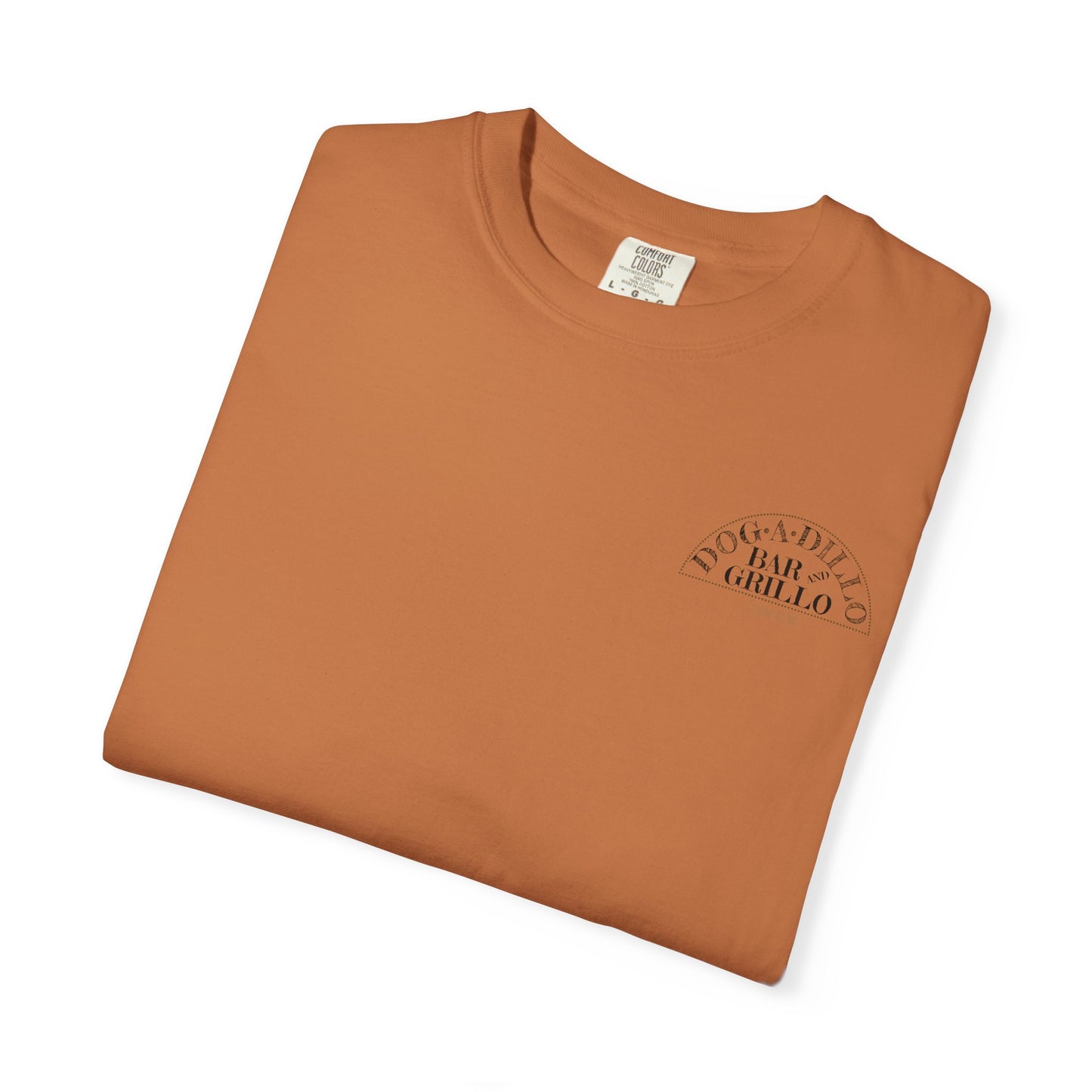 Dog-A-Dillo Armadillo Bar and Grillo T-Shirt, front and back