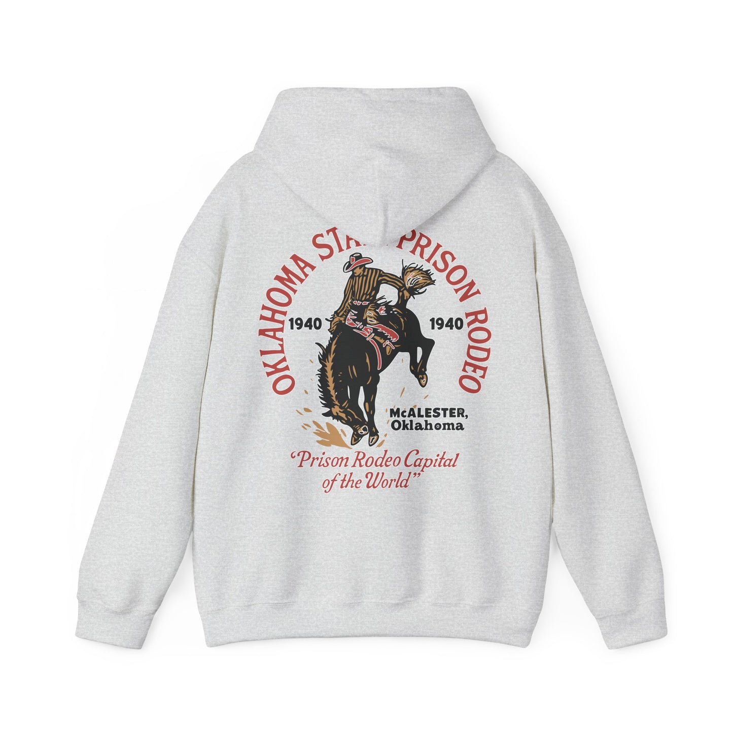 Vintage Rodeo Hoodie with 1940s Prison Rodeo Poster Design