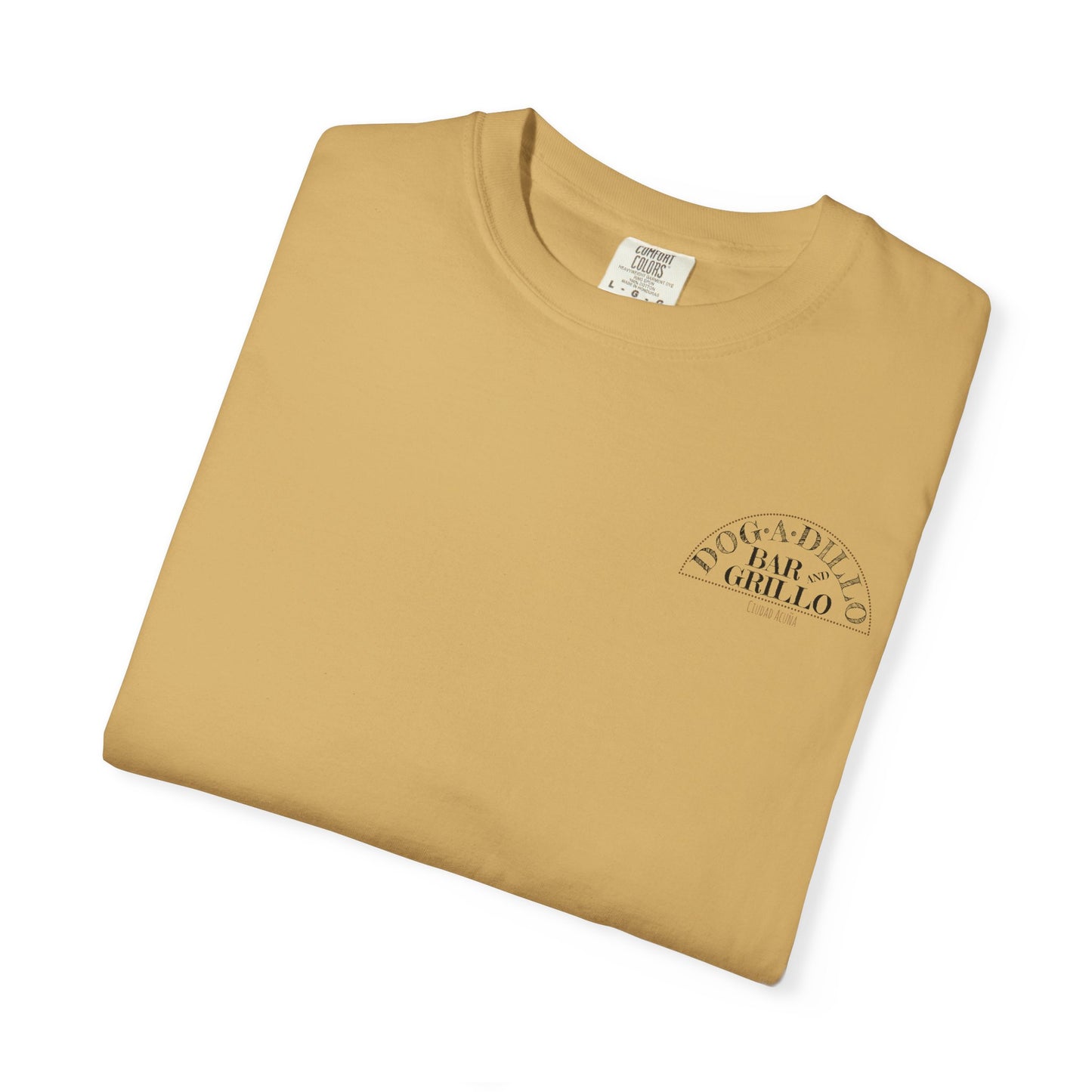Dog-A-Dillo Armadillo Bar and Grillo T-Shirt, front and back