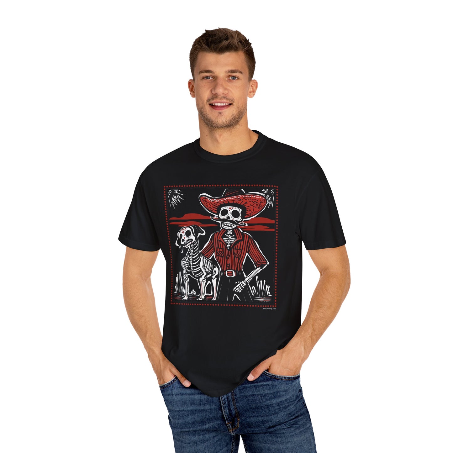 Dia De Los Muertos Skeleton Cowboy and Dog Unisex T-shirt