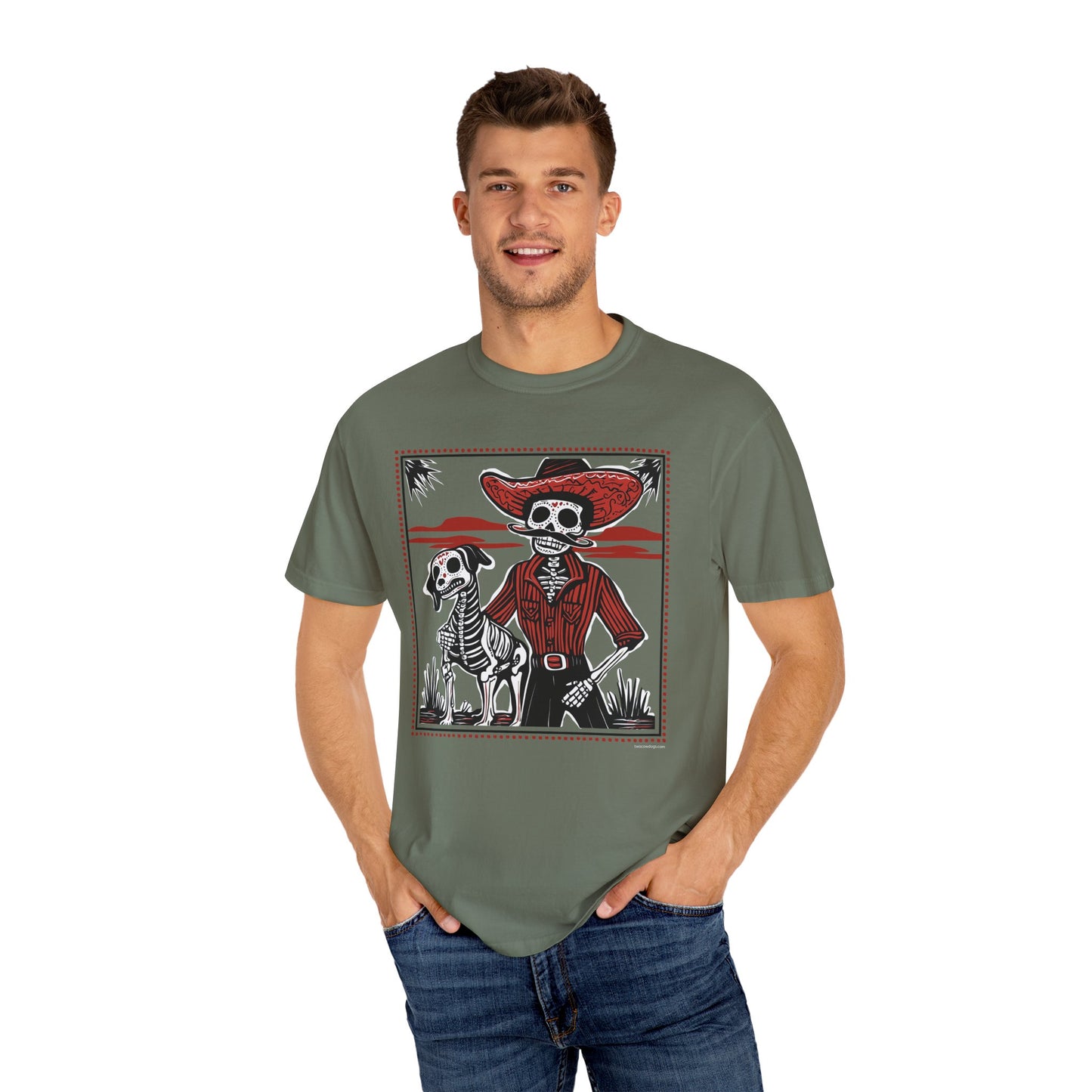 Dia De Los Muertos Skeleton Cowboy and Dog Unisex T-shirt