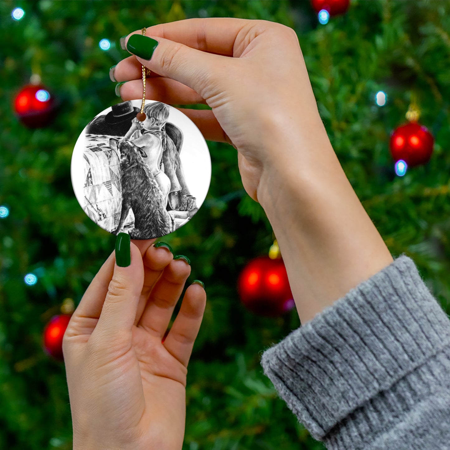 PRAYER TIME, Ceramic Christmas Ornament