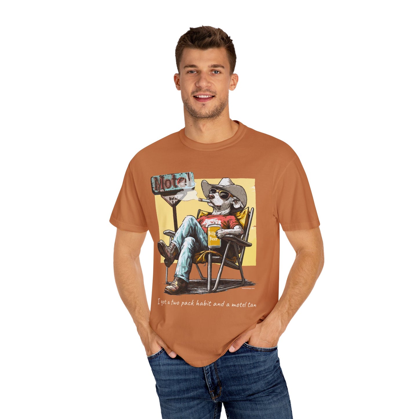 Two Pack Habit and a Motel Tan Tee Shirt