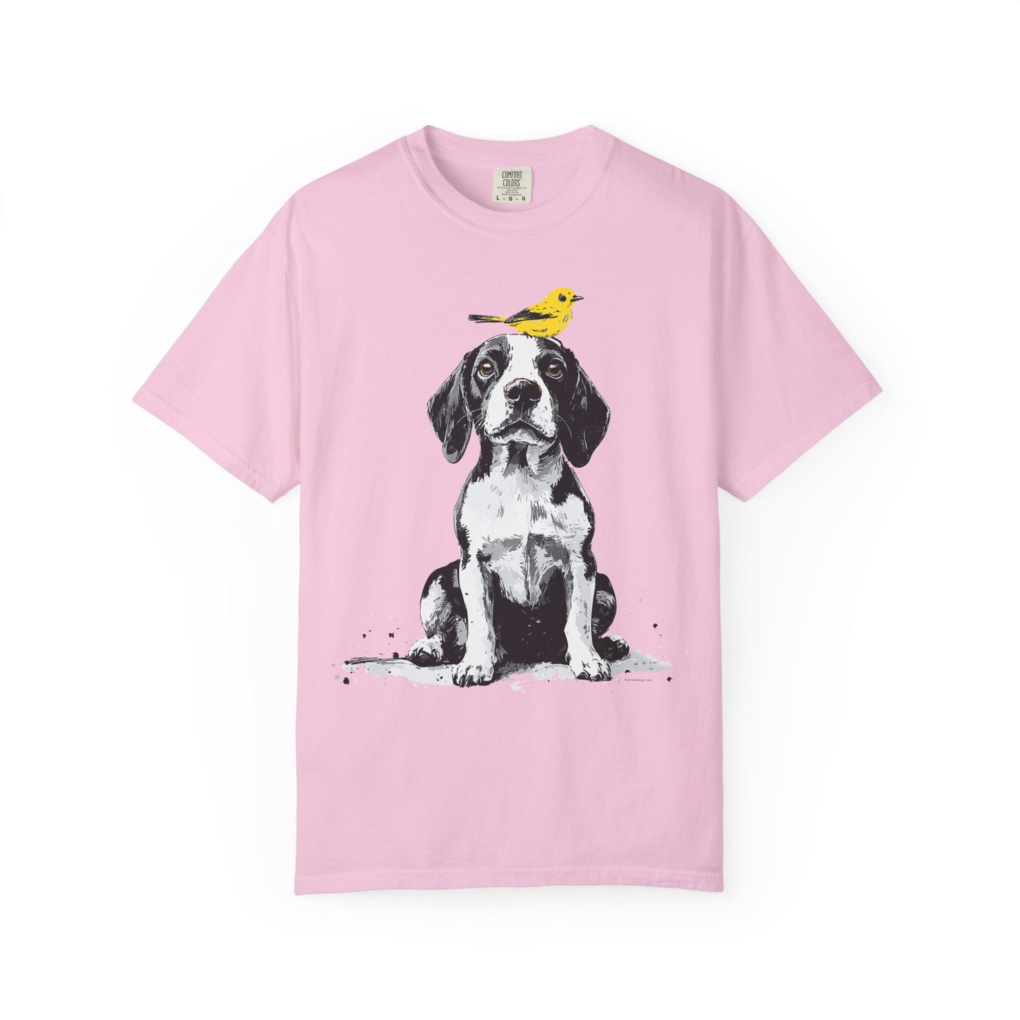 Beagle and Yellow Bird Unisex T-shirt - Extra Soft Fabric