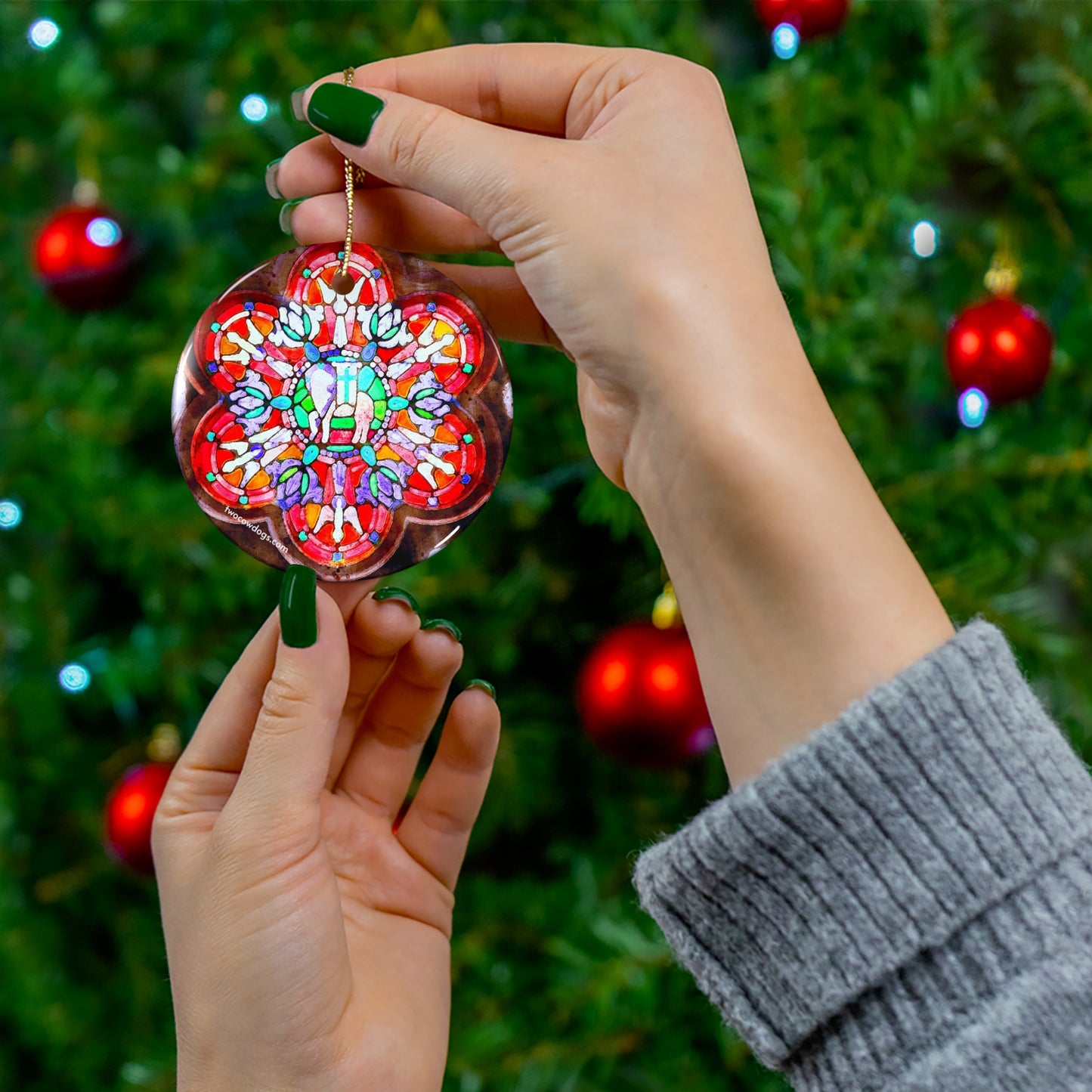 Stained Glass Ceramic Christmas Ornament