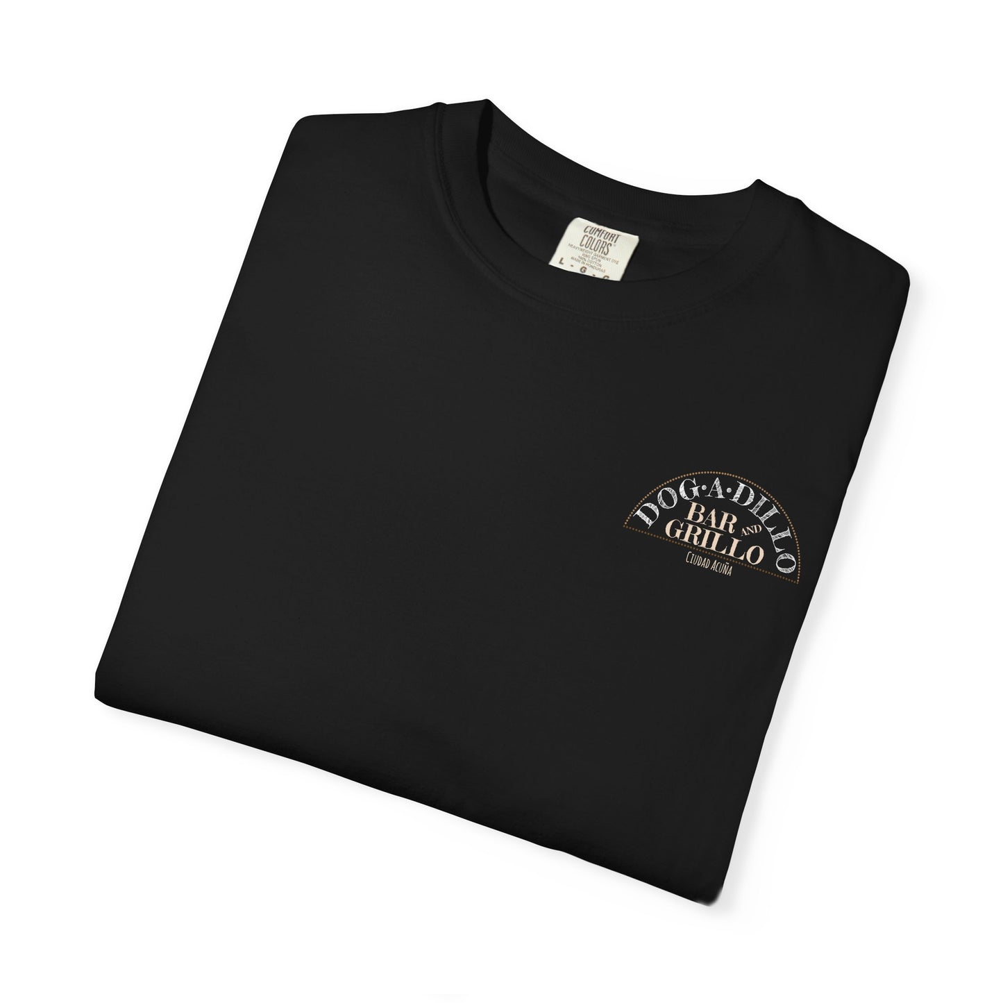 Dog-A-Dillo Armadillo Bar and Grillo T-Shirt, front and back