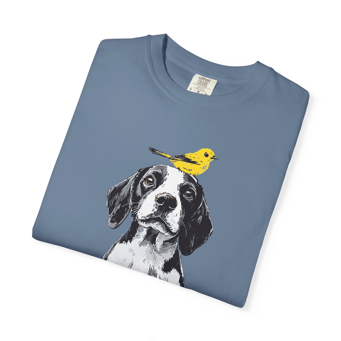 Beagle and Yellow Bird Unisex T-shirt - Extra Soft Fabric
