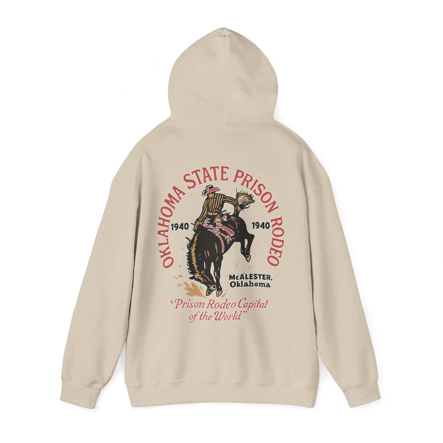 Vintage Rodeo Hoodie with 1940s Prison Rodeo Poster Design