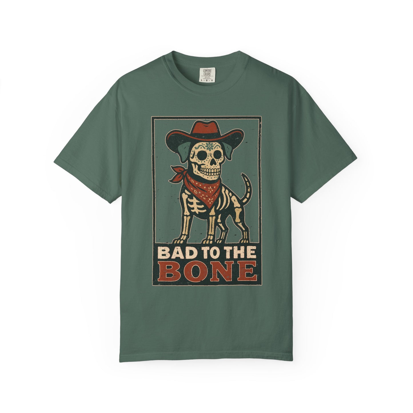 Copy of Bad to the Bone – Cowboy Skeleton Dog Tee