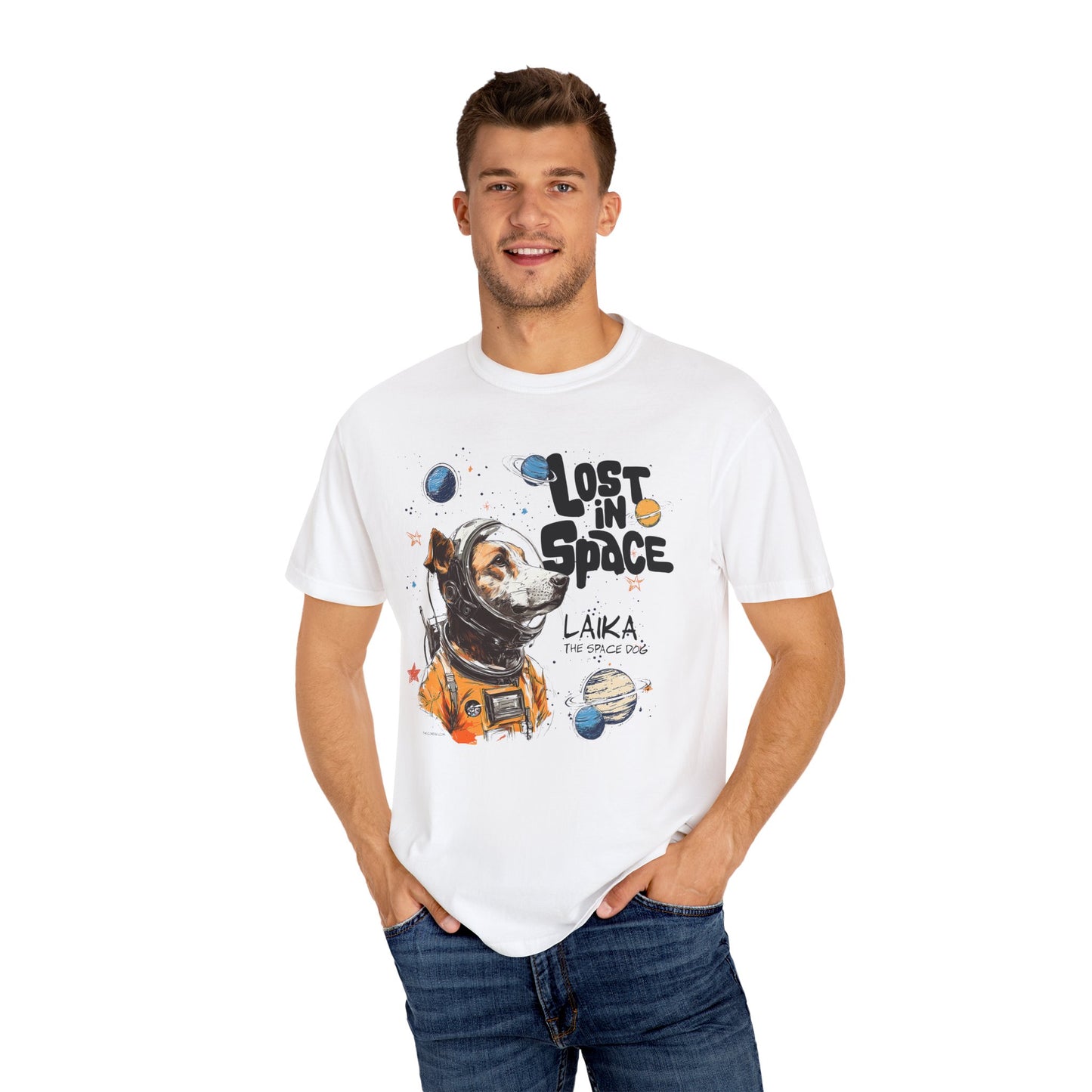 Laika Lost in Space T-shirt - Unisex Garment-Dyed