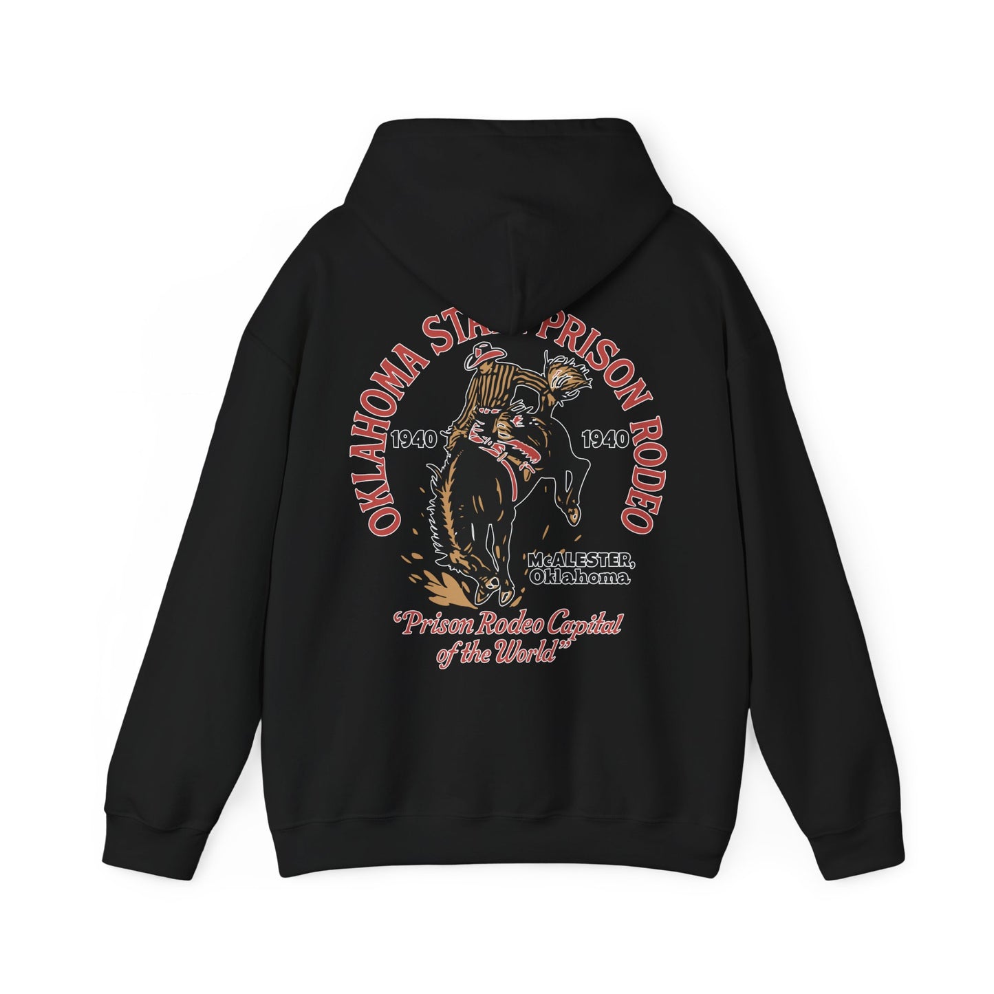 Vintage Rodeo Hoodie with 1940s Prison Rodeo Poster Design