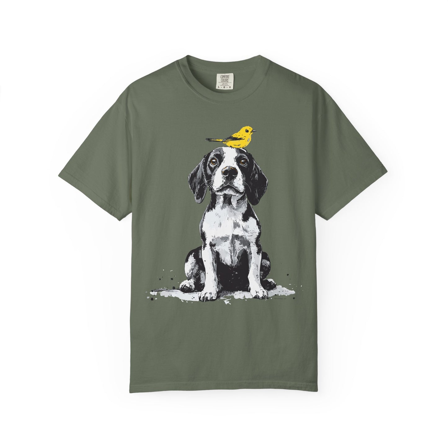 Beagle and Yellow Bird Unisex T-shirt - Extra Soft Fabric