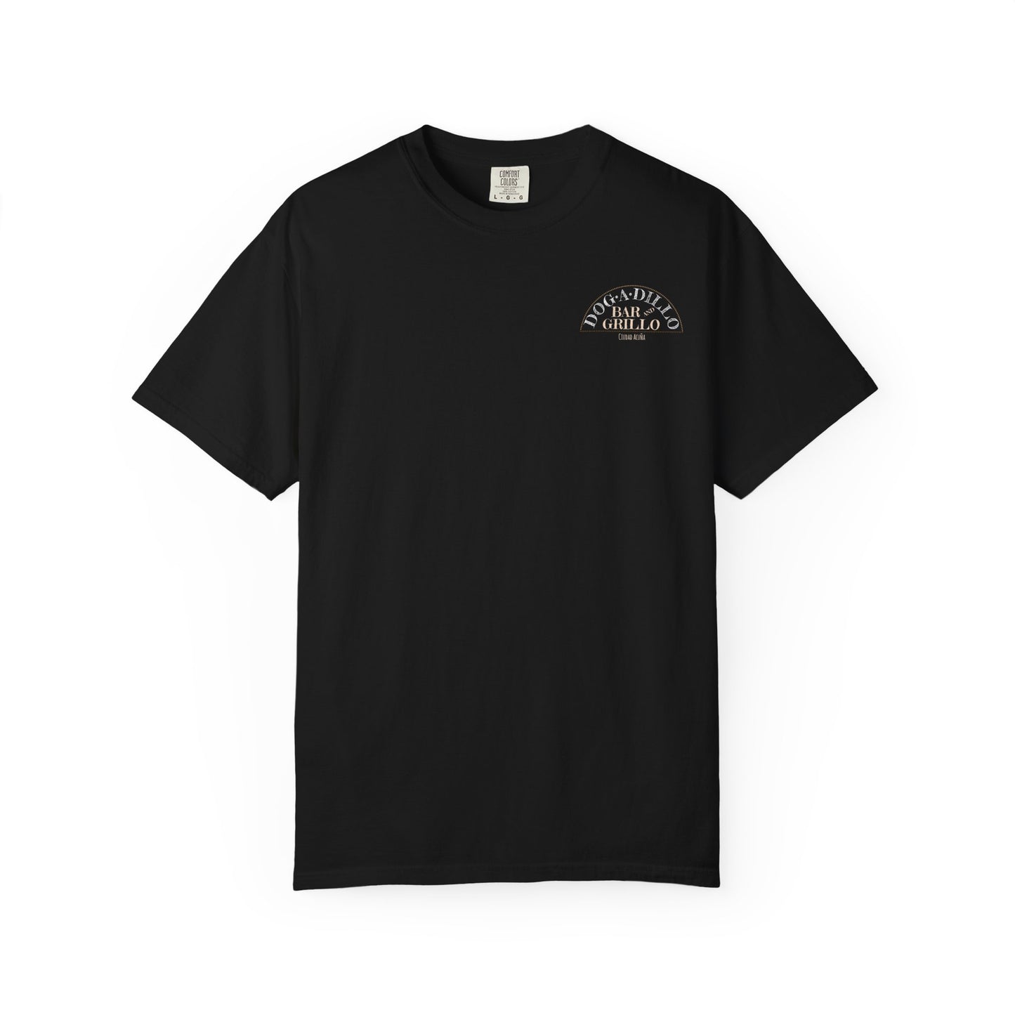 Dog-A-Dillo Armadillo Bar and Grillo T-Shirt, front and back