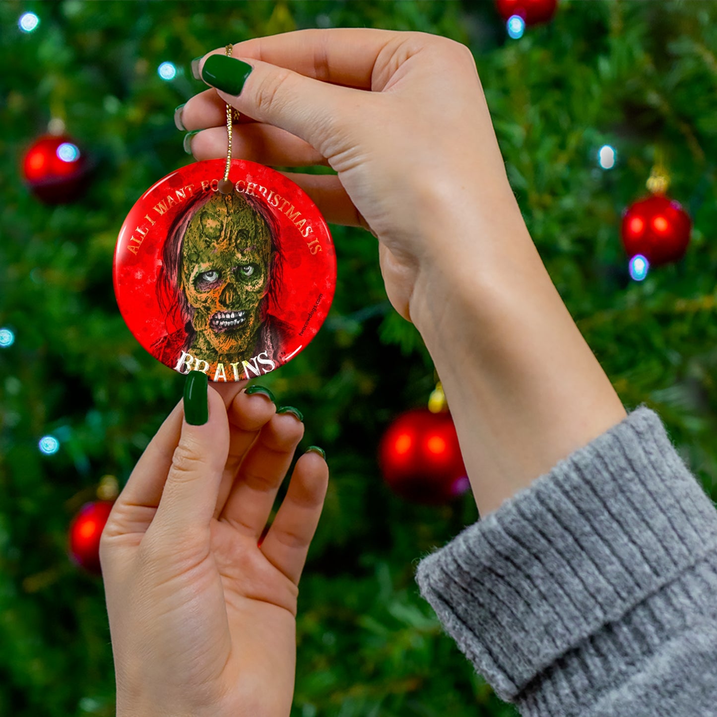 Zombie, Ceramic Christmas Ornament