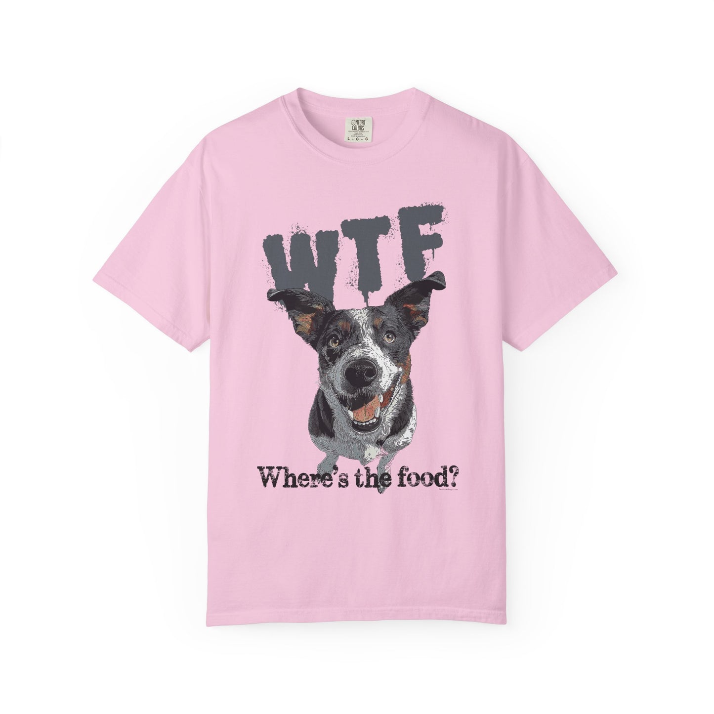 Cowdog Lover Tee with 'WTF, Where's The Food?' Funny Line