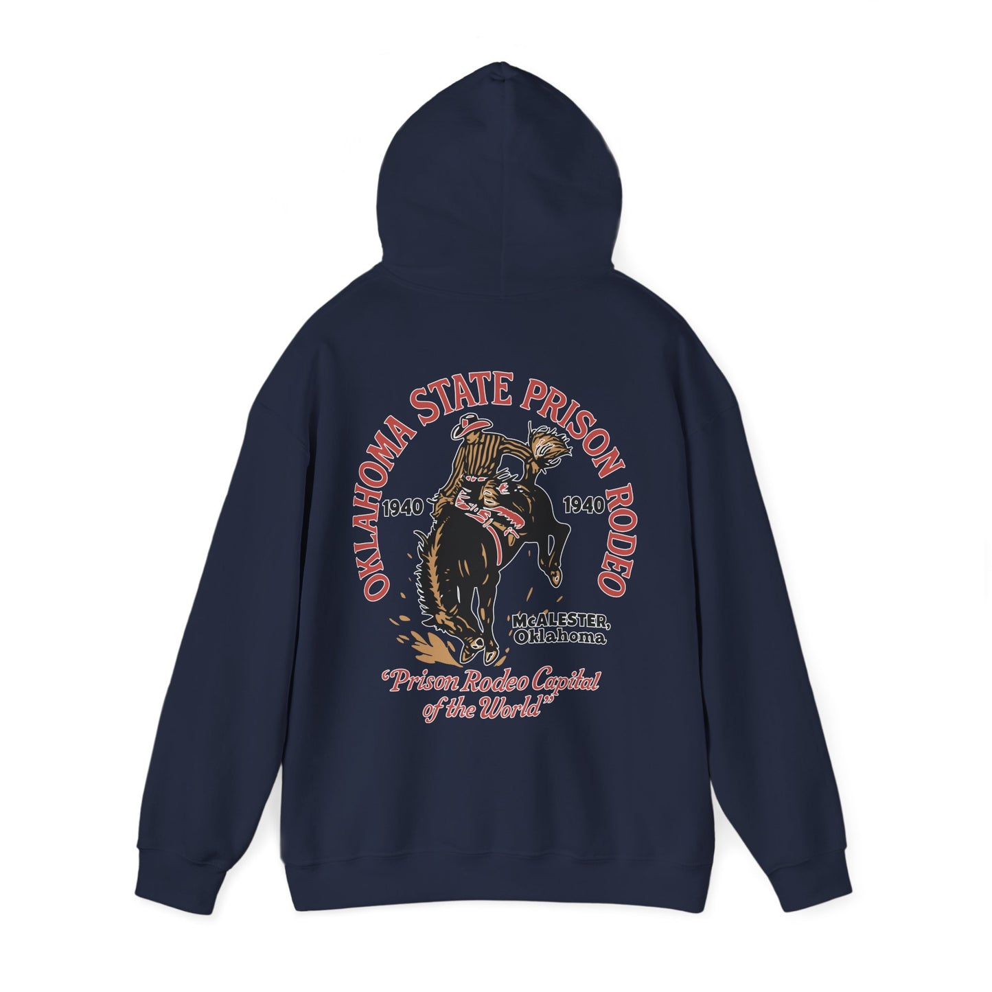 Vintage Rodeo Hoodie with 1940s Prison Rodeo Poster Design