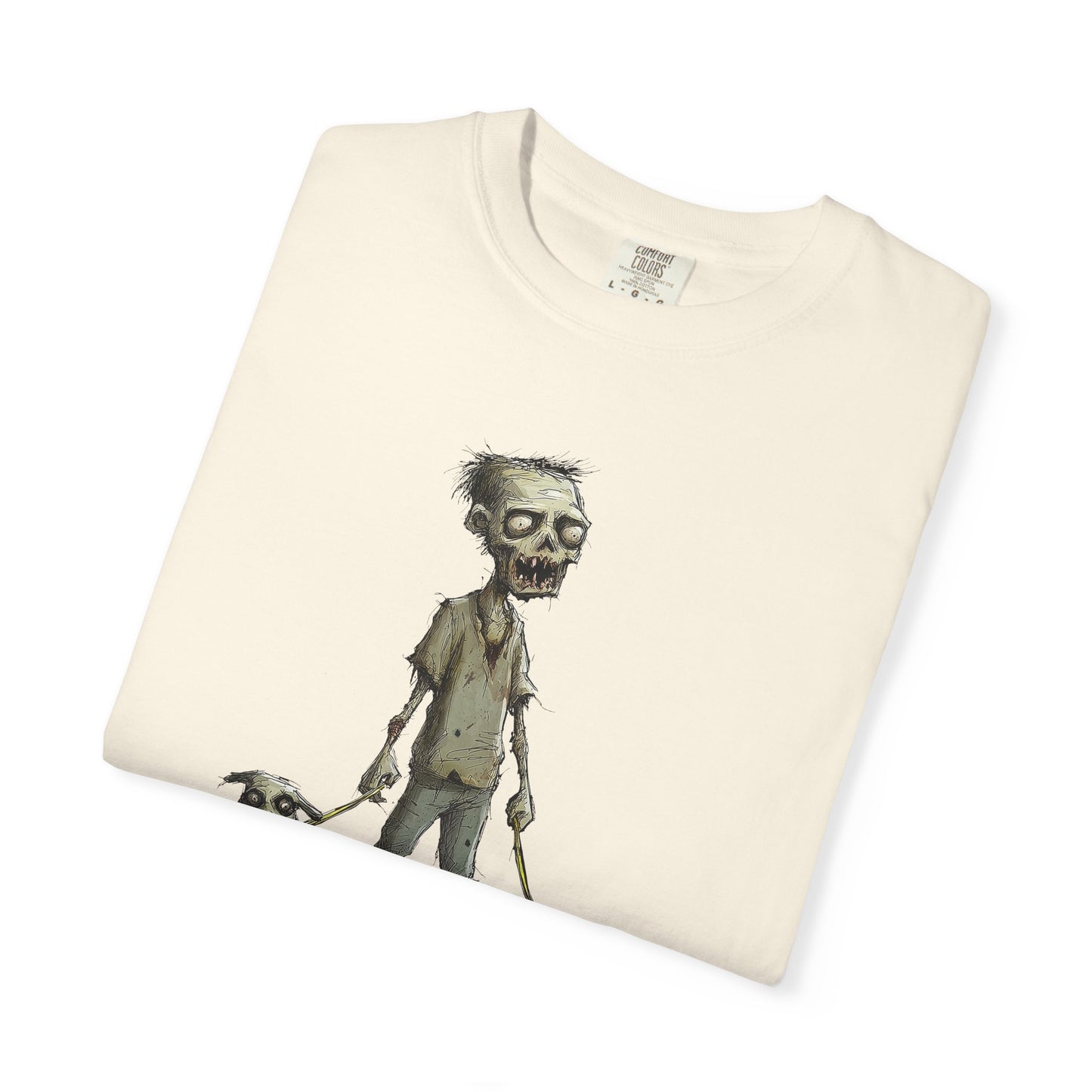 Zombie and his Dogs Unisex T-shirt, Death Warmed Over Design
