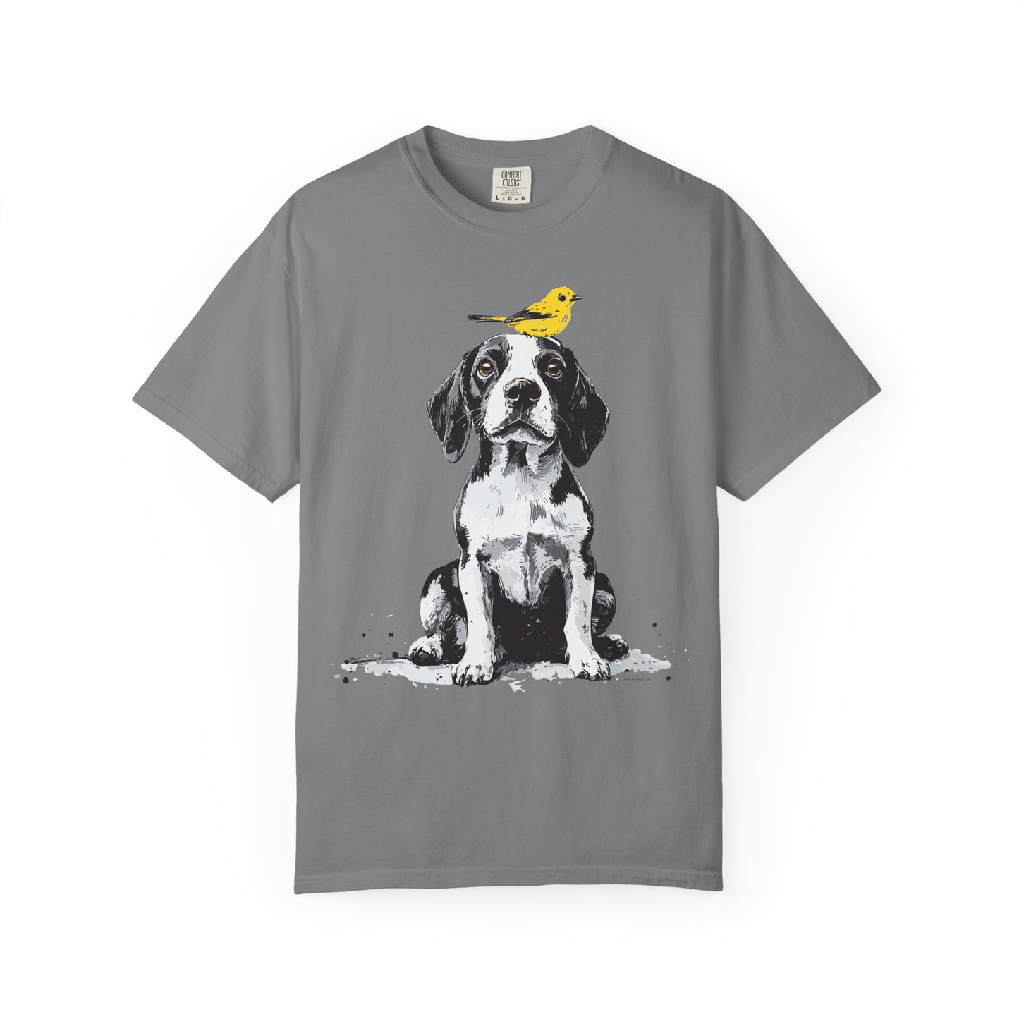 Beagle and Yellow Bird Unisex T-shirt - Extra Soft Fabric