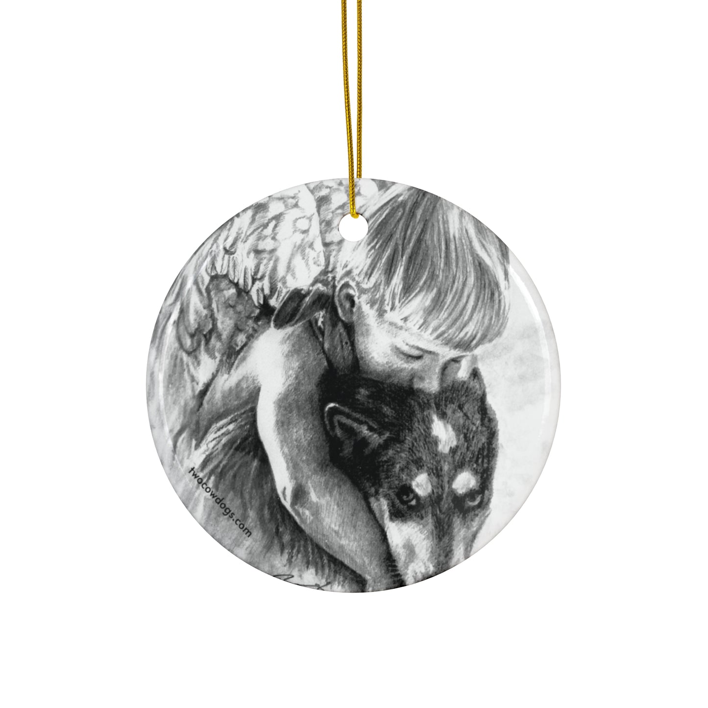Cowboy Angel, Ceramic Christmas Ornament