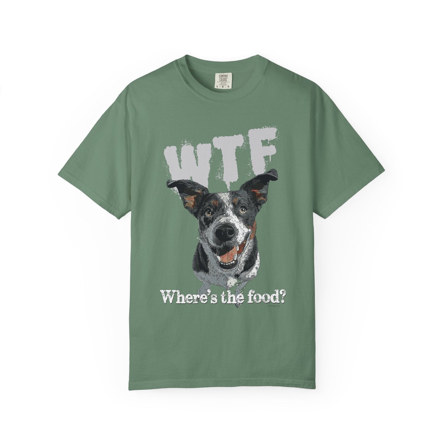 Cowdog Lover Tee with 'WTF, Where's The Food?' Funny Line