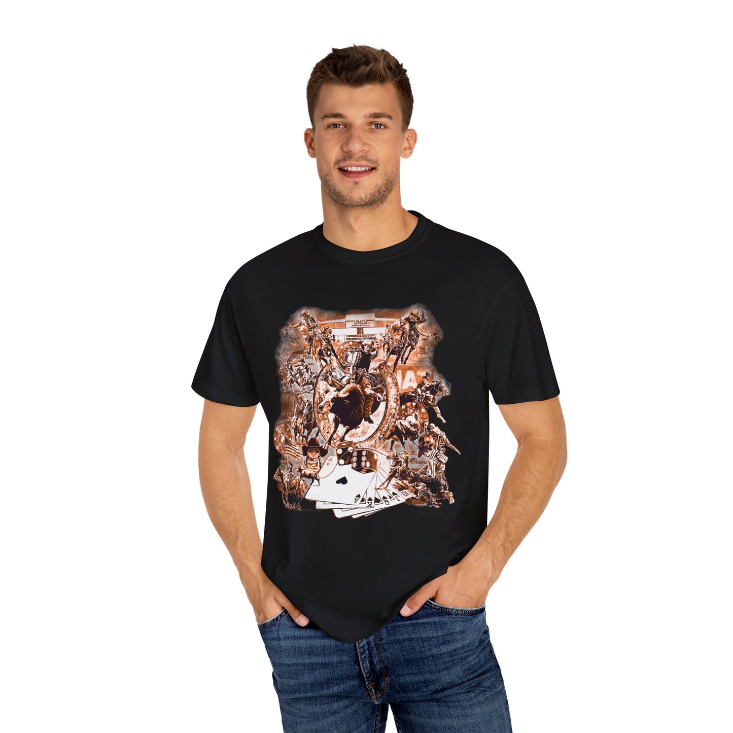 Vegas Rodeo Collage Garment Dyed T-Shirt