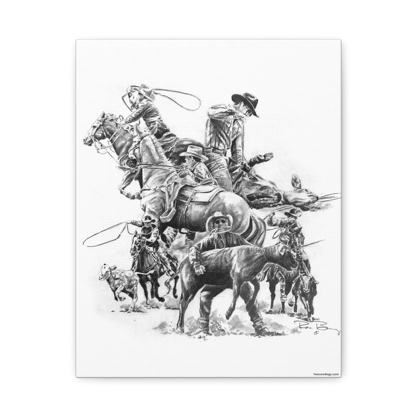 Roping Collage, Custom Stretched Canvas