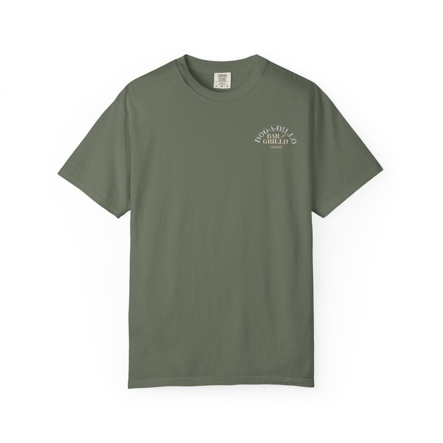 Dog-A-Dillo Armadillo Bar and Grillo T-Shirt, front and back