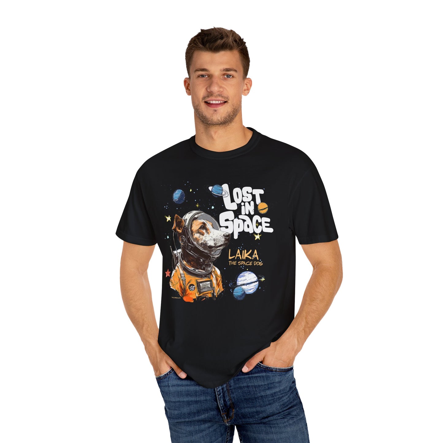 Laika Lost in Space T-shirt - Unisex Garment-Dyed