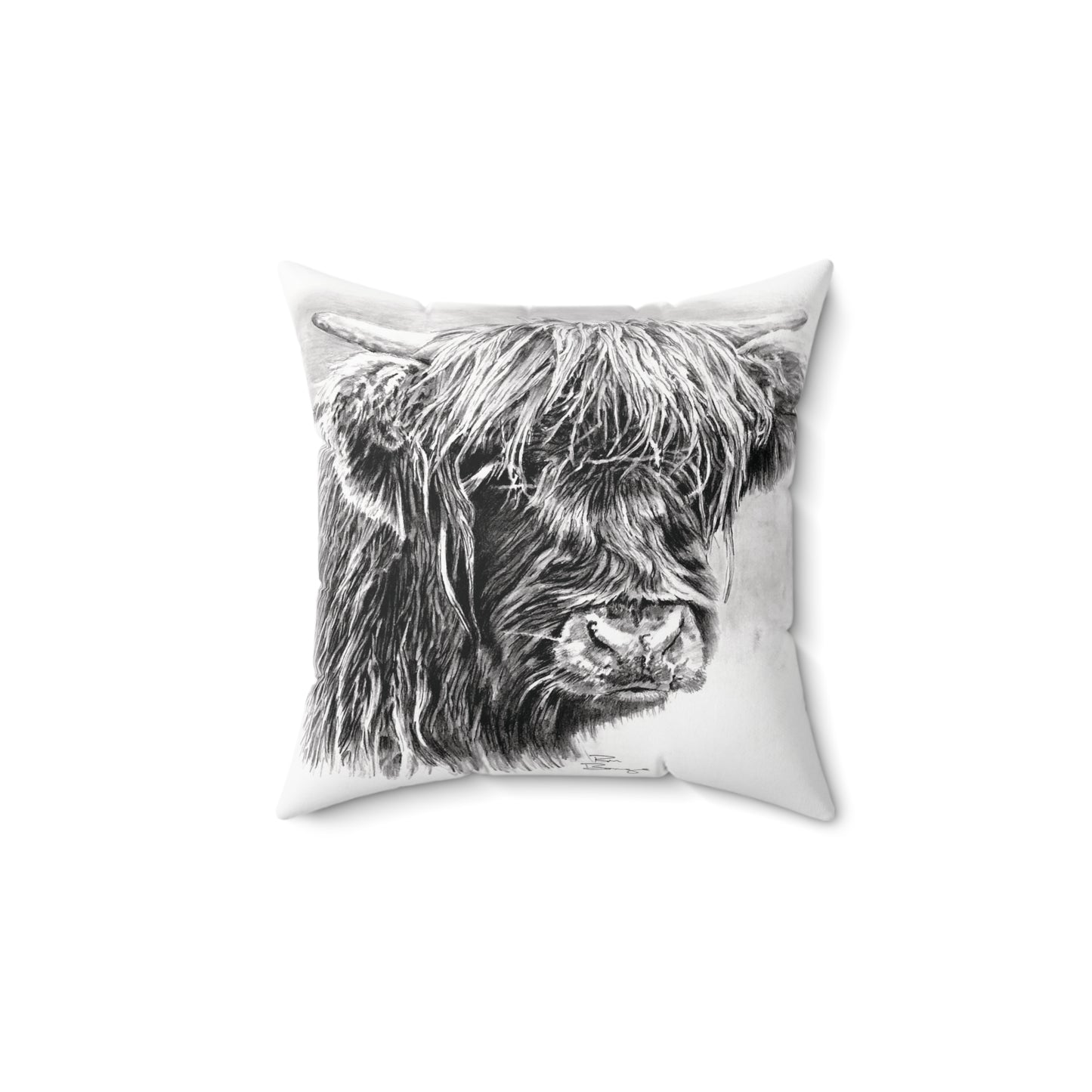 Scottish Highland Cow Black Pillow