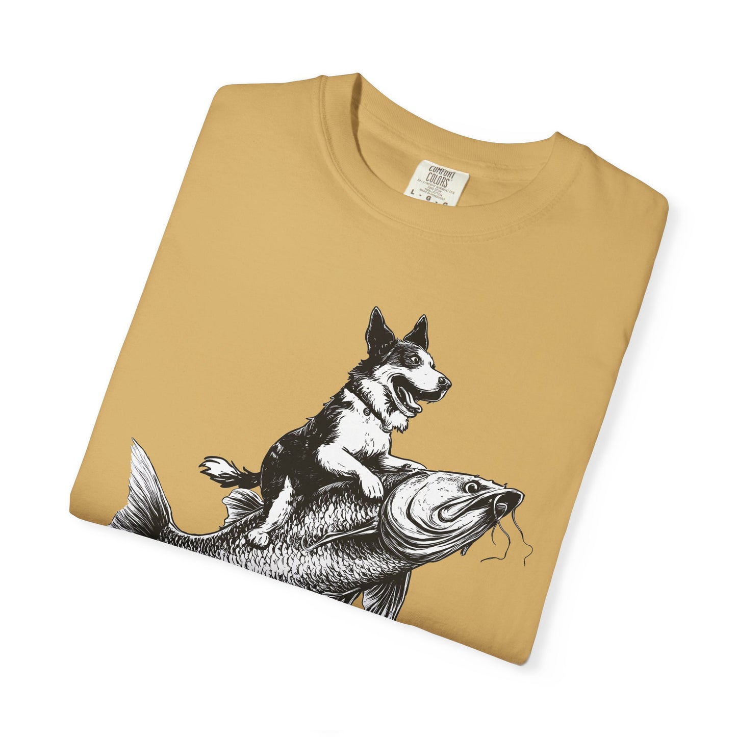 Dog Riding Fish T-shirt - Fun Animal Graphic Tee