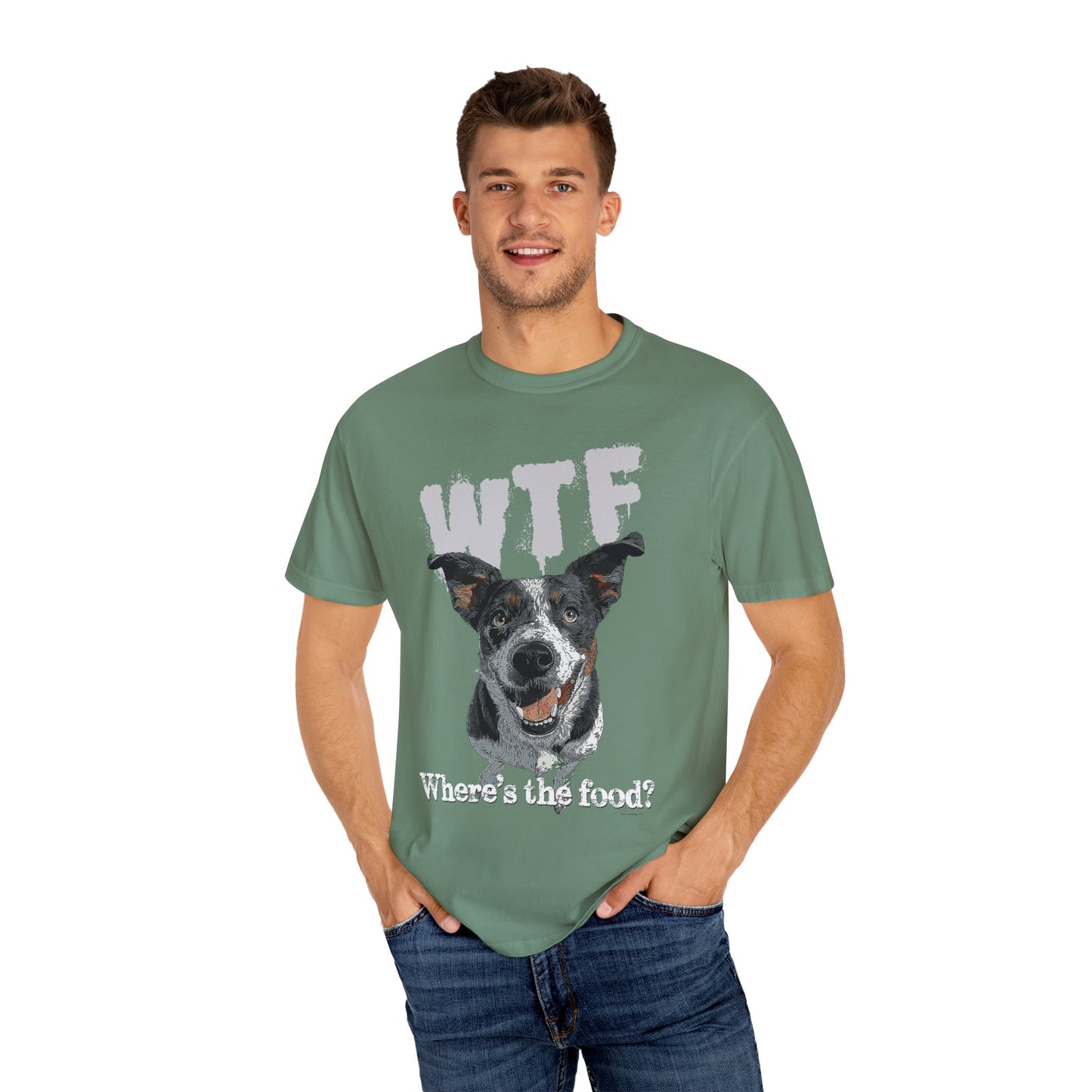 Cowdog Lover Tee with 'WTF, Where's The Food?' Funny Line