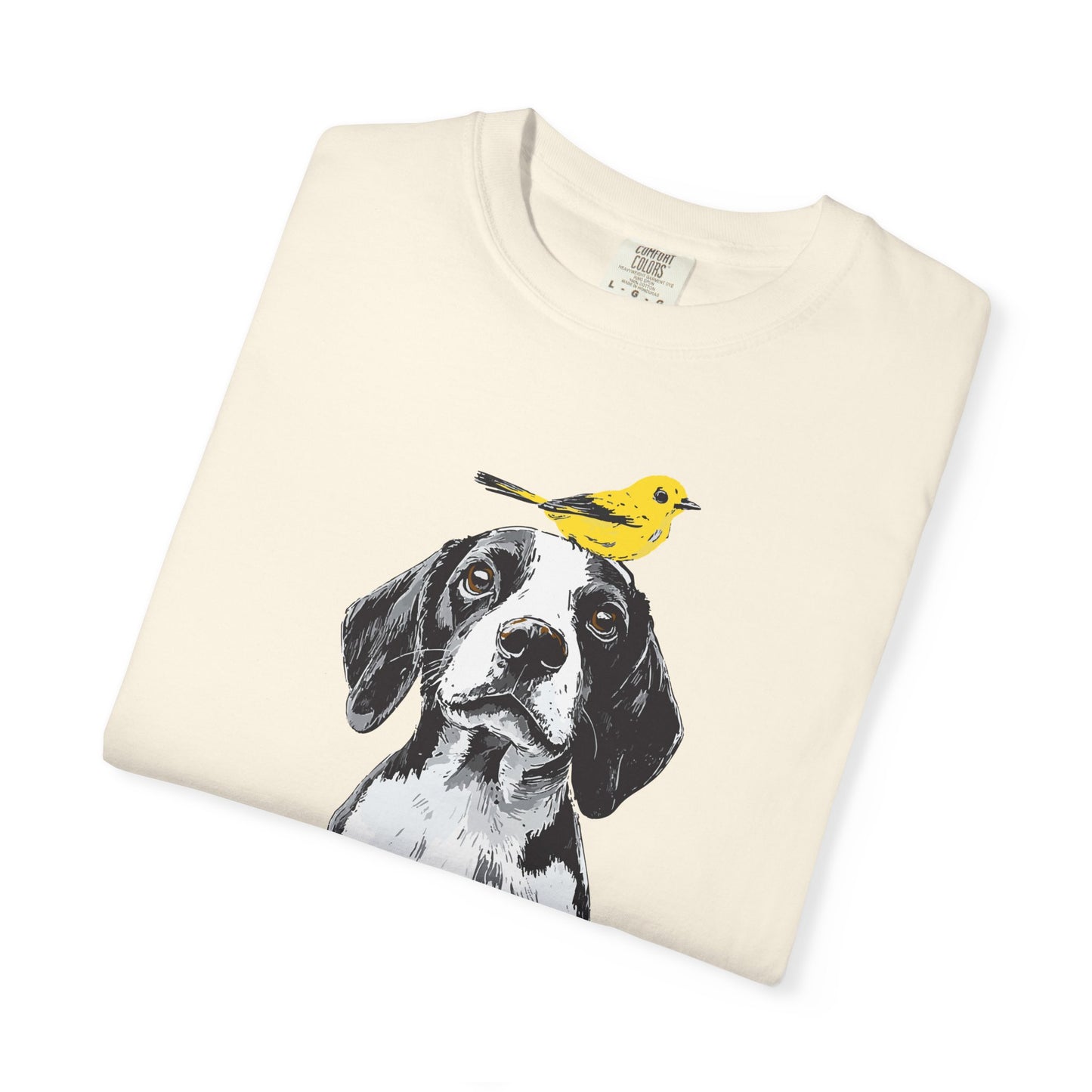 Beagle and Yellow Bird Unisex T-shirt - Extra Soft Fabric