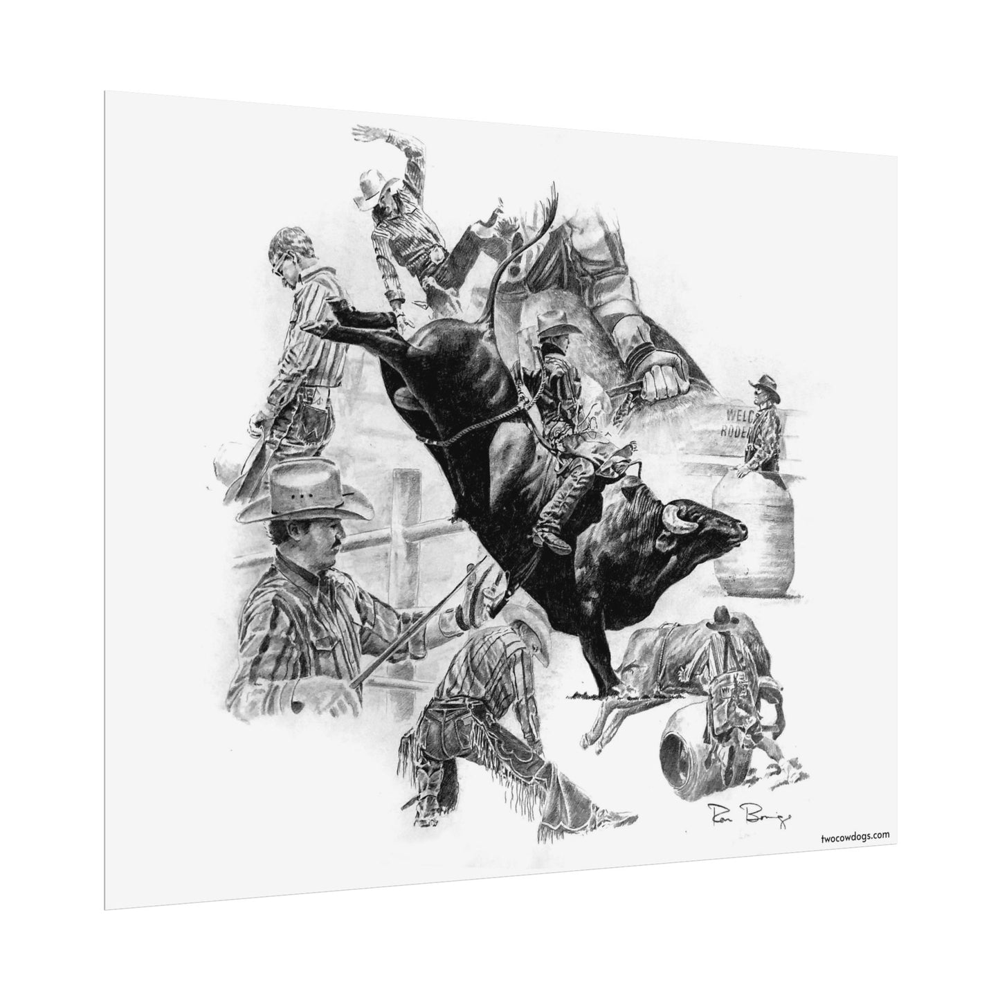 Bull Riding Collage, Custom Print