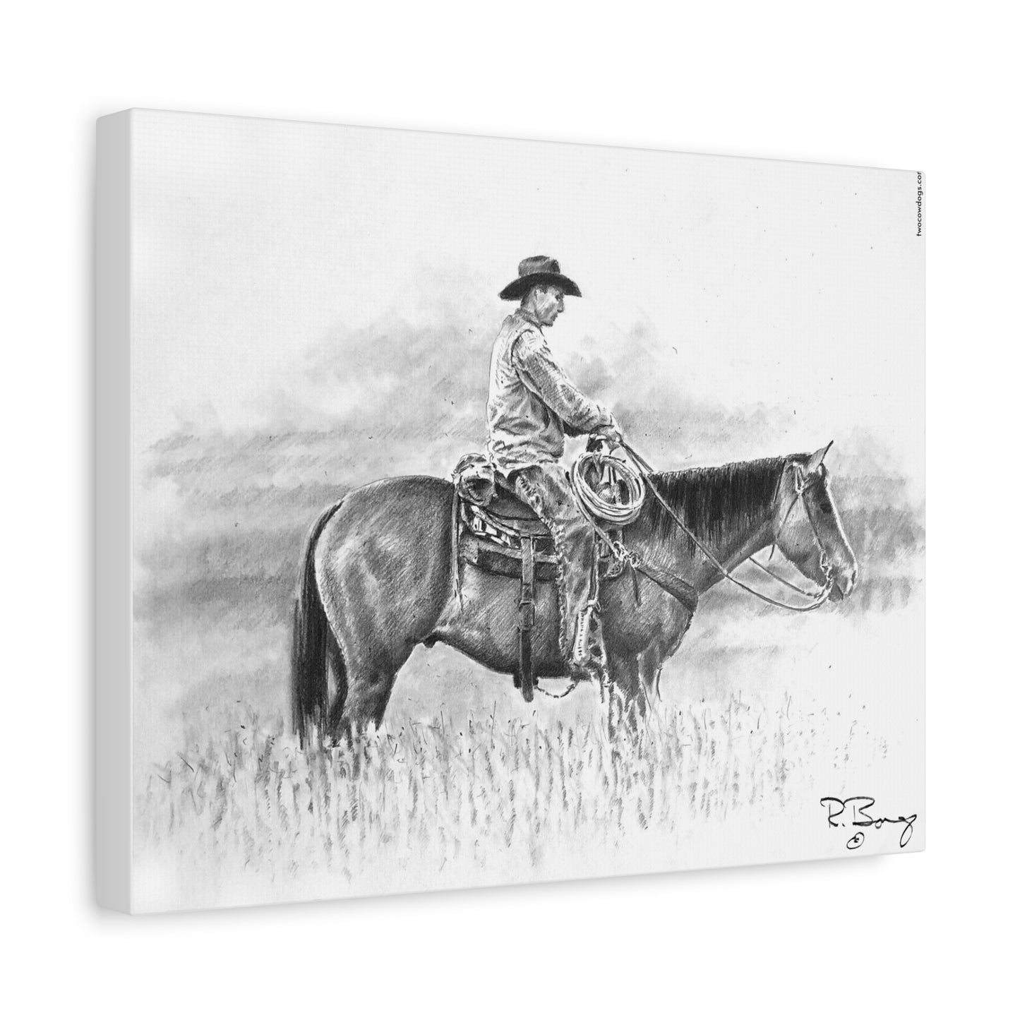 Pasture Cowboy, Custom Stretched Canvas