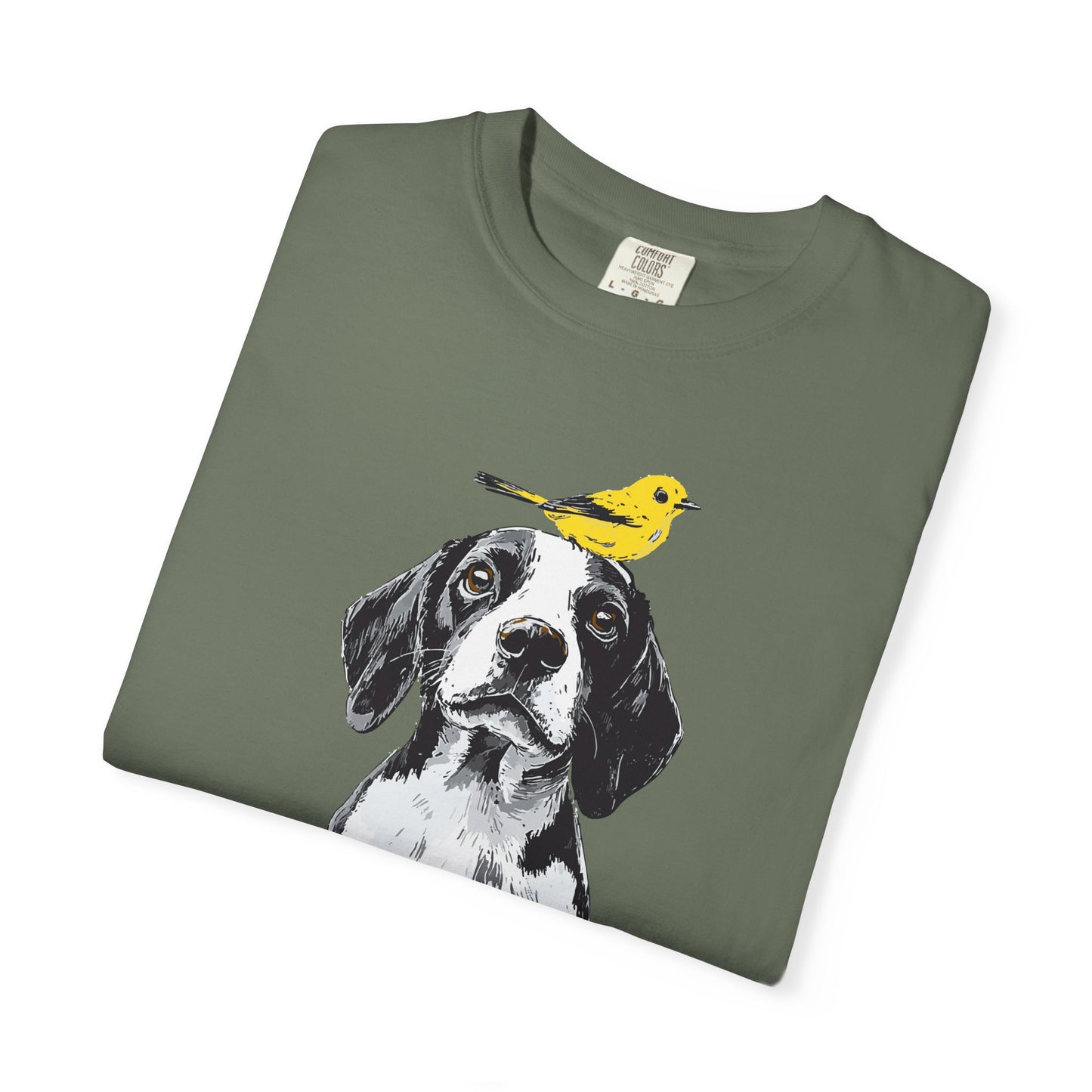 Beagle and Yellow Bird Unisex T-shirt - Extra Soft Fabric