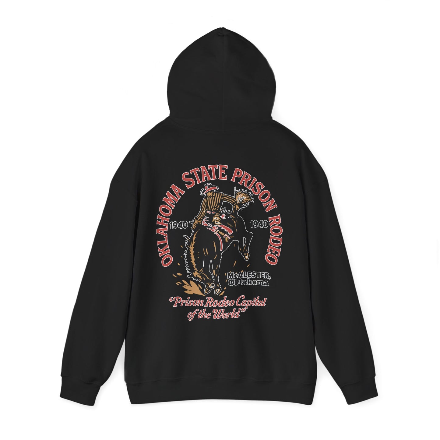 Vintage Rodeo Hoodie with 1940s Prison Rodeo Poster Design