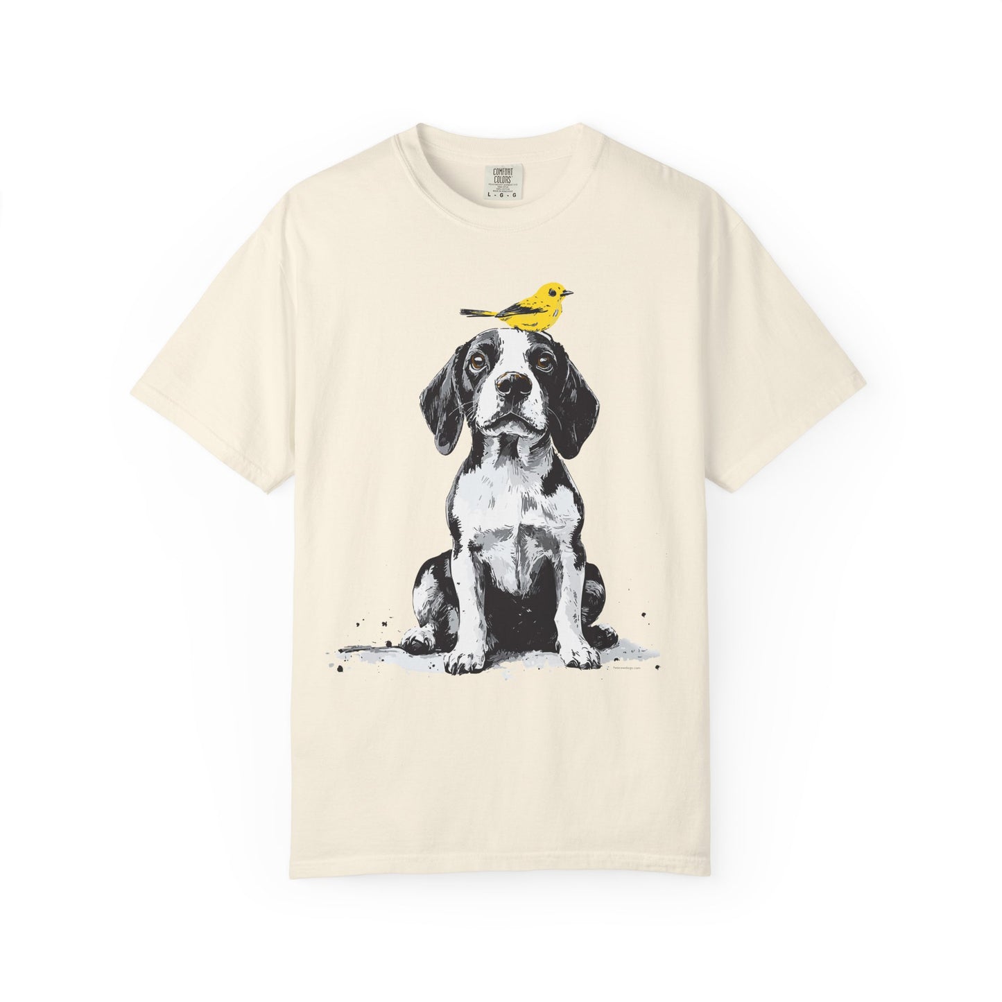 Beagle and Yellow Bird Unisex T-shirt - Extra Soft Fabric