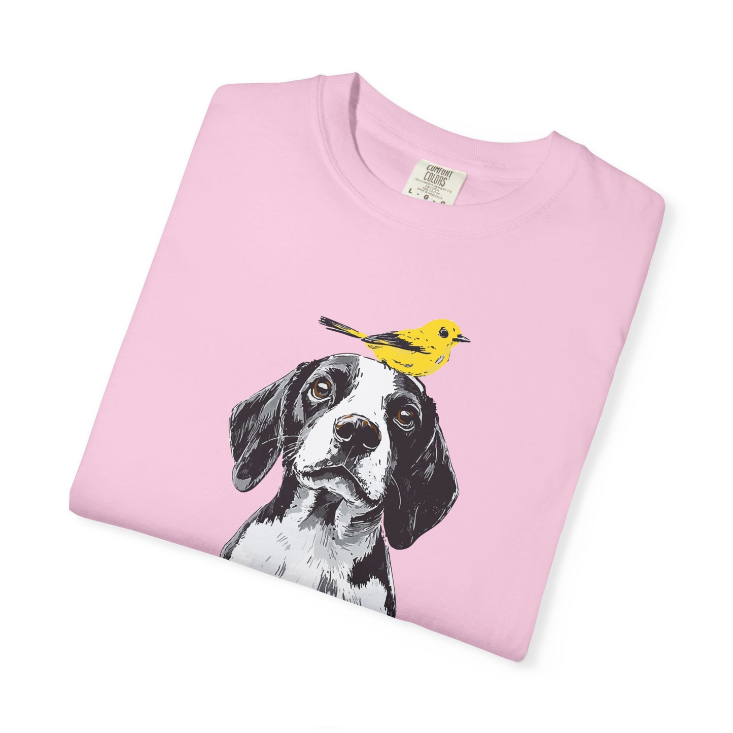 Beagle and Yellow Bird Unisex T-shirt - Extra Soft Fabric
