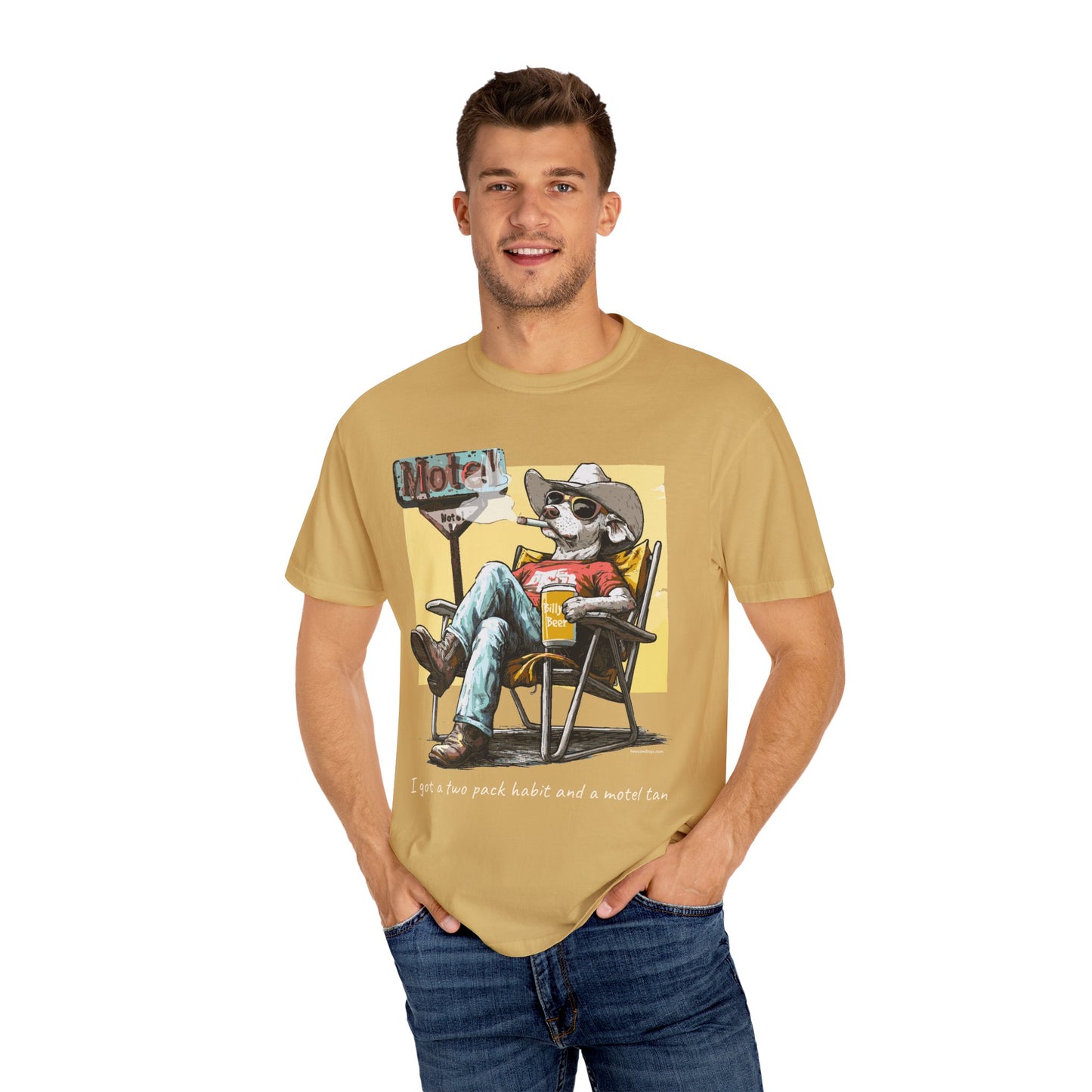 Two Pack Habit and a Motel Tan Tee Shirt