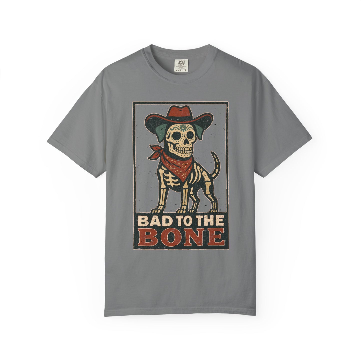 Copy of Bad to the Bone – Cowboy Skeleton Dog Tee