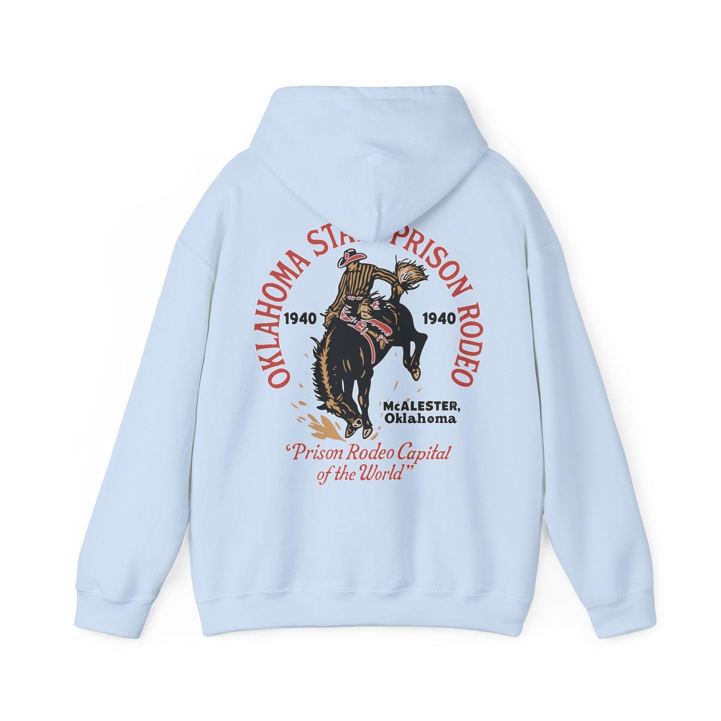 Vintage Rodeo Hoodie with 1940s Prison Rodeo Poster Design