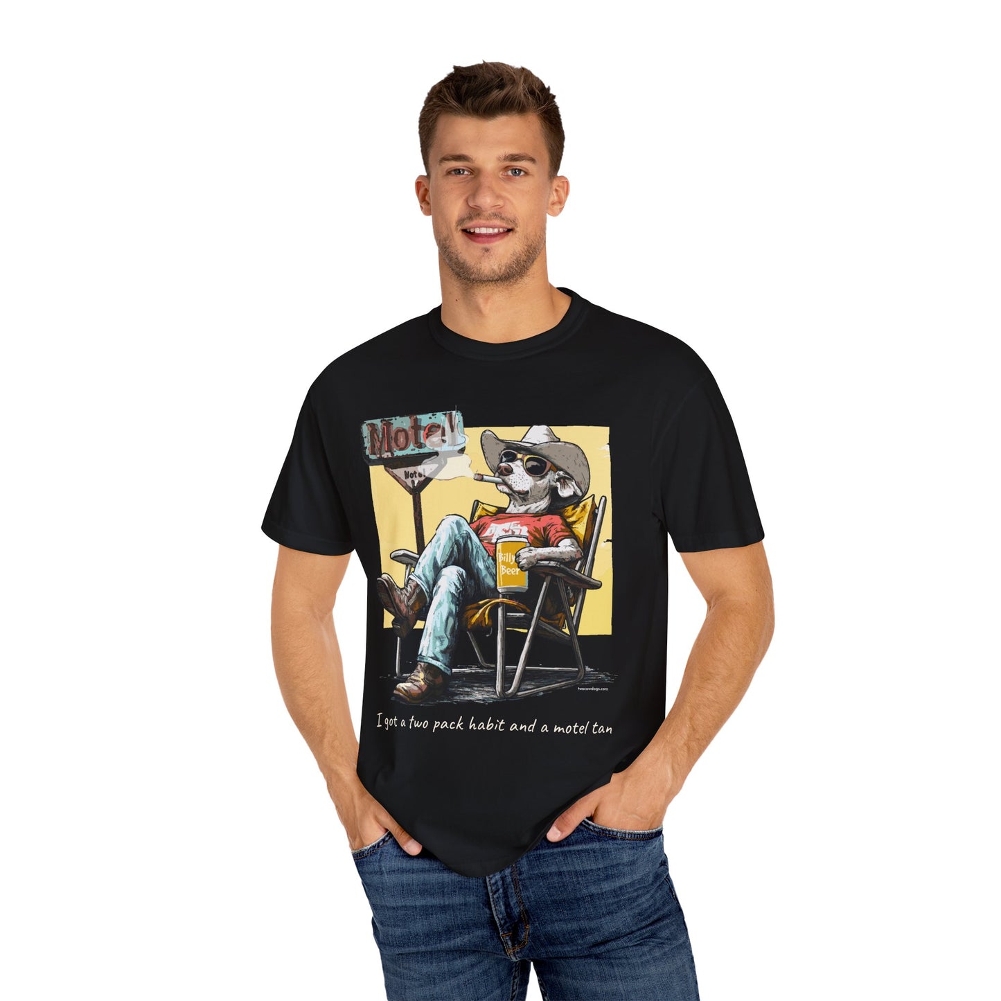 Two Pack Habit and a Motel Tan Tee Shirt