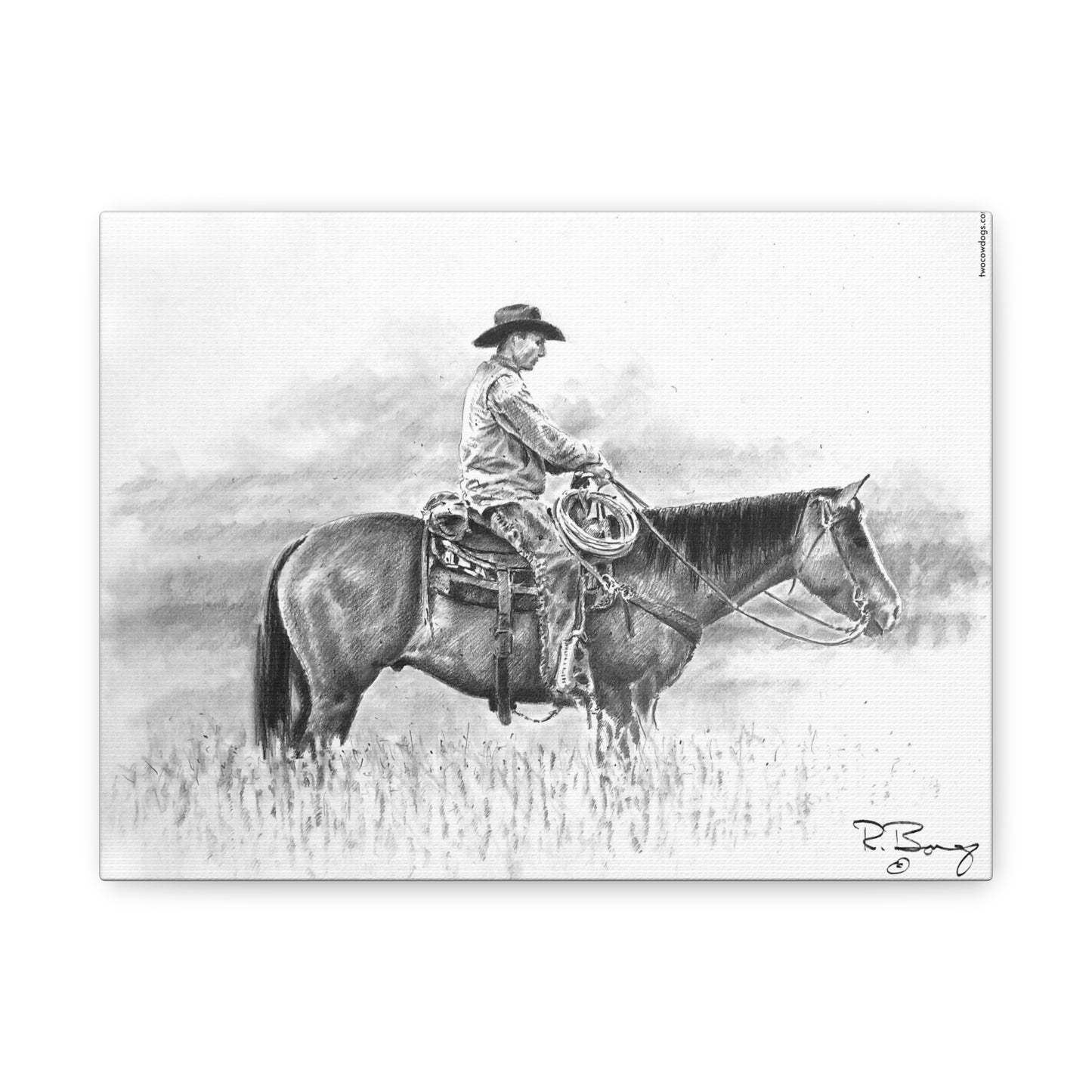 Pasture Cowboy, Custom Stretched Canvas