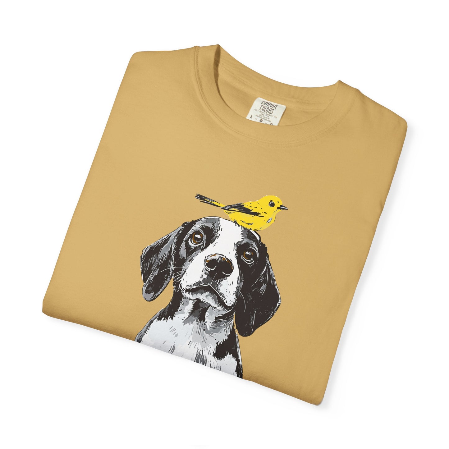 Beagle and Yellow Bird Unisex T-shirt - Extra Soft Fabric