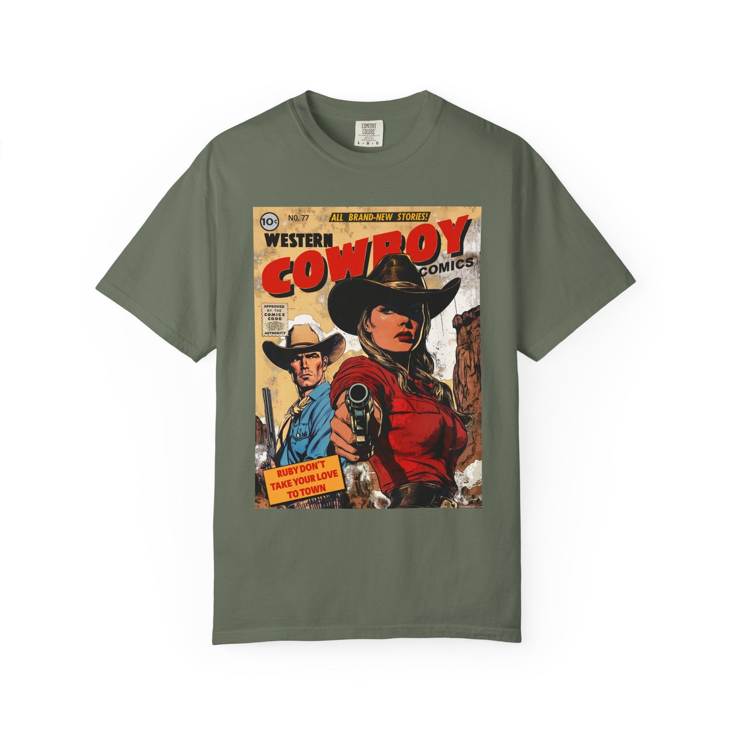 Western Comic Book T-Shirt - Ruby Don't Take Your Love to Town